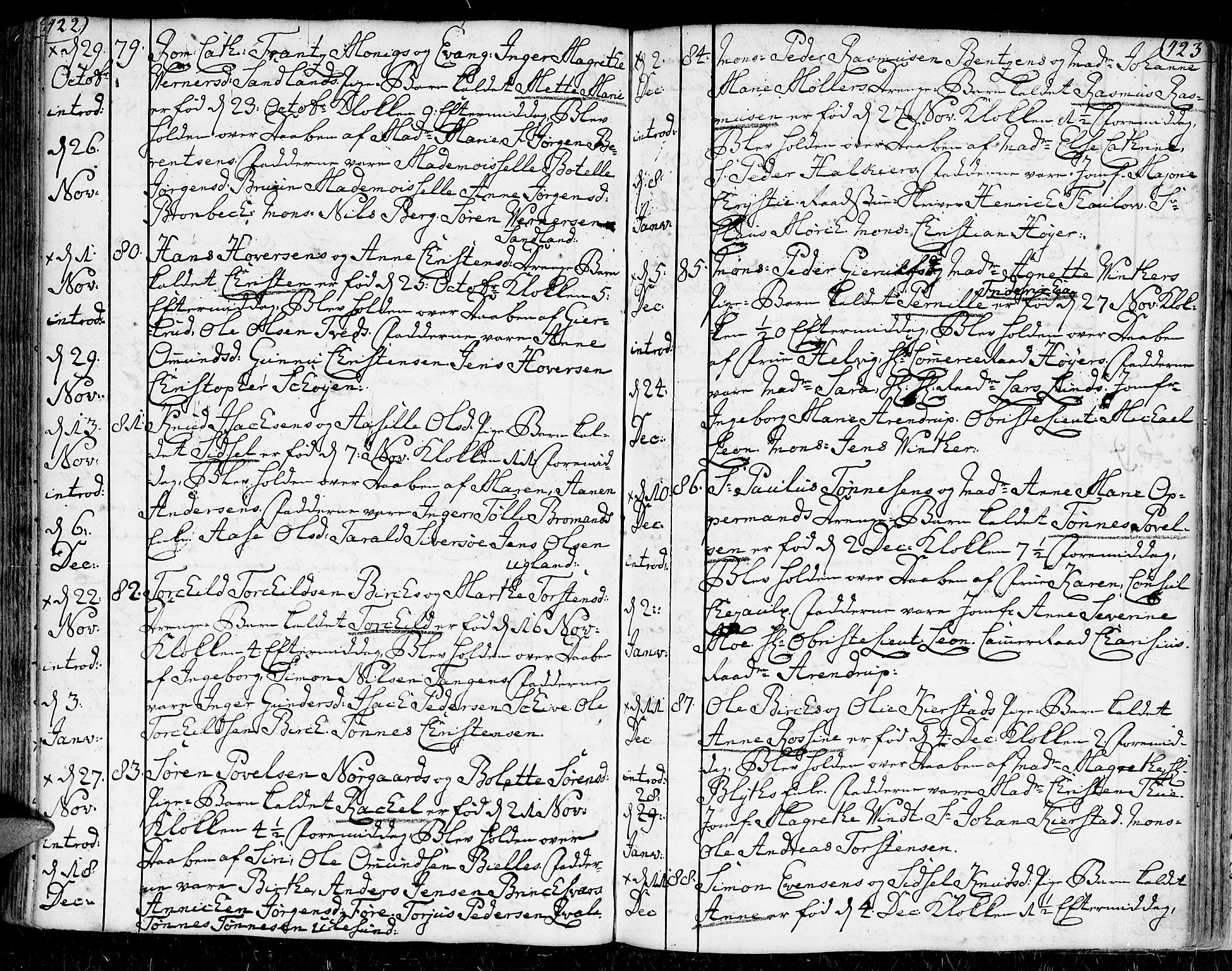 Kristiansand domprosti, AV/SAK-1112-0006/F/Fa/L0002: Parish register (official) no. A 2, 1755-1778, p. 422-423