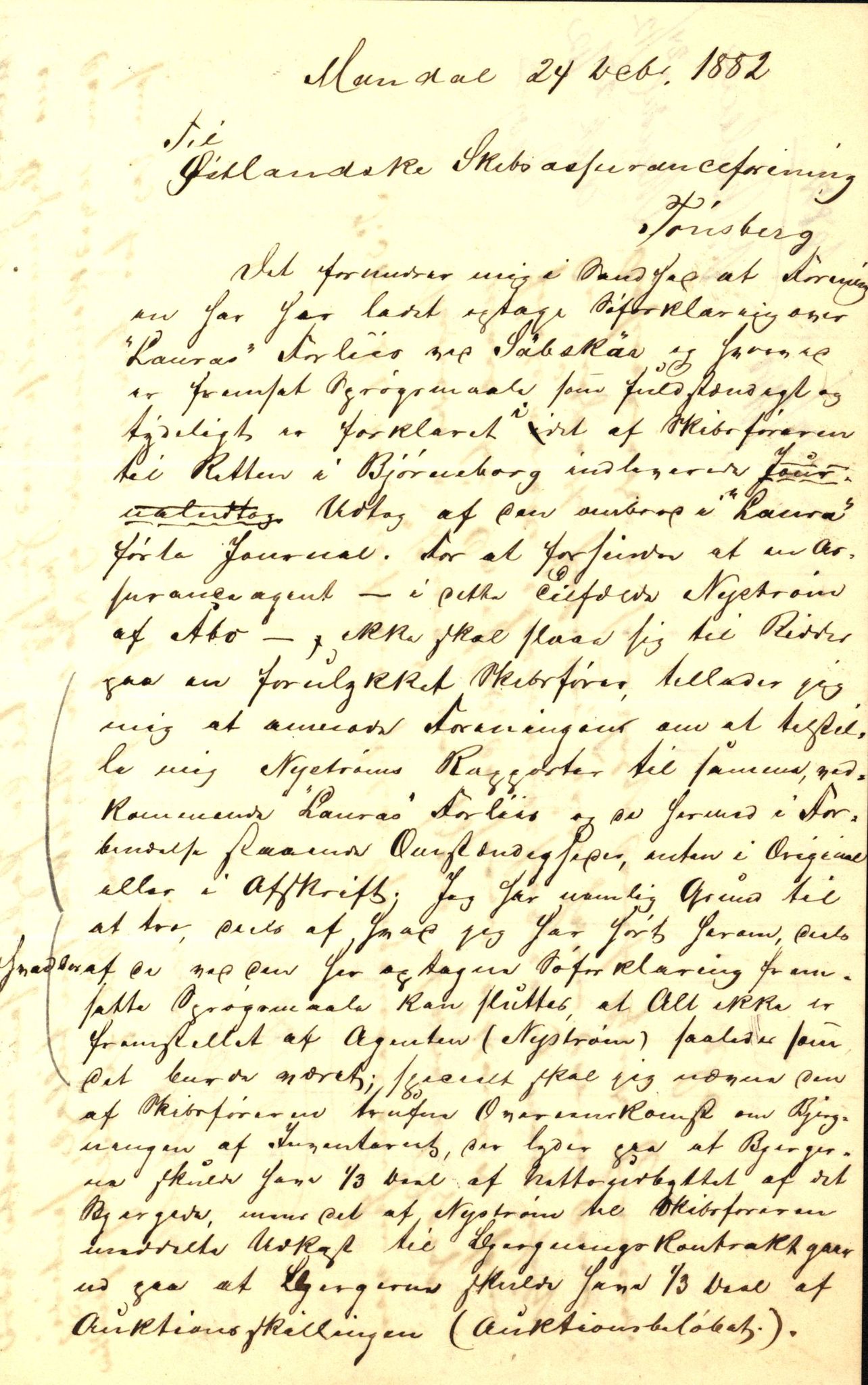 Pa 63 - Østlandske skibsassuranceforening, VEMU/A-1079/G/Ga/L0015/0001: Havaridokumenter / Borrestad, BertHA Rød, Lainetar, Laura, 1882, p. 54