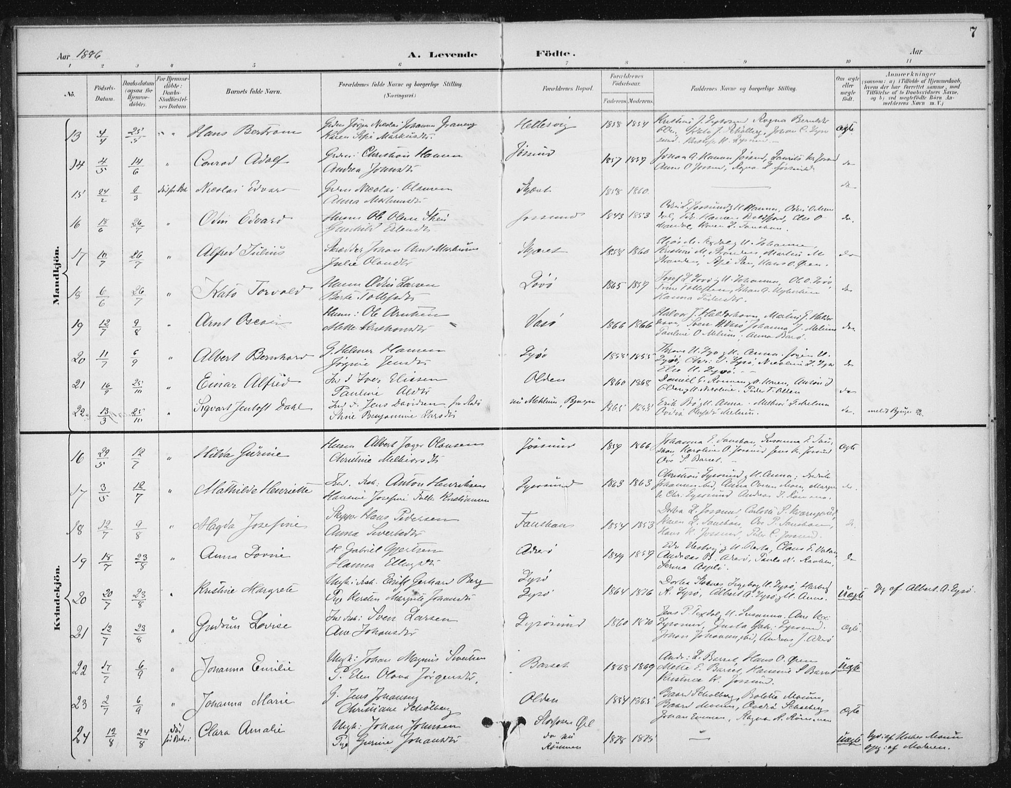 Ministerialprotokoller, klokkerbøker og fødselsregistre - Sør-Trøndelag, SAT/A-1456/654/L0664: Parish register (official) no. 654A02, 1895-1907, p. 7