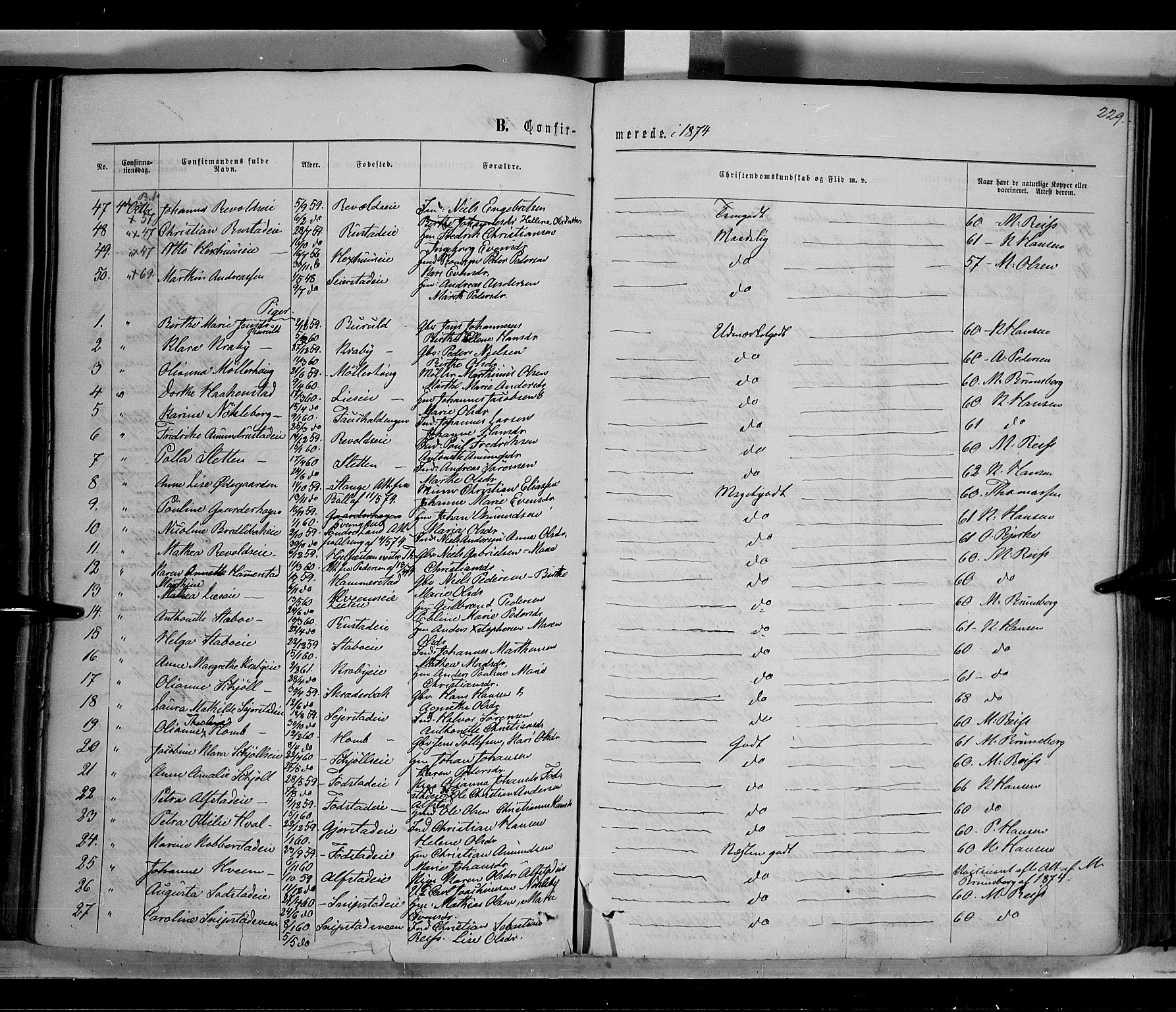 Østre Toten prestekontor, SAH/PREST-104/H/Ha/Haa/L0005: Parish register (official) no. 5, 1866-1877, p. 229
