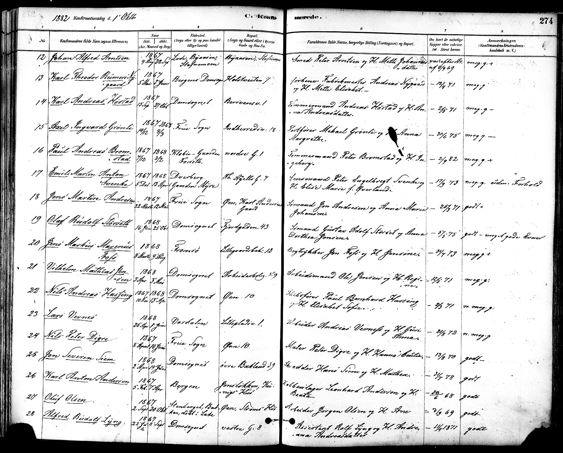 Ministerialprotokoller, klokkerbøker og fødselsregistre - Sør-Trøndelag, AV/SAT-A-1456/601/L0057: Parish register (official) no. 601A25, 1877-1891, p. 274