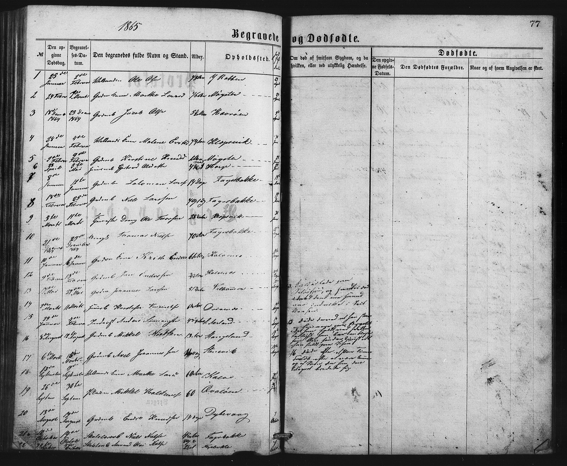 Austevoll Sokneprestembete, SAB/A-74201/H/Hab: Parish register (copy) no. B 2, 1865-1878, p. 77