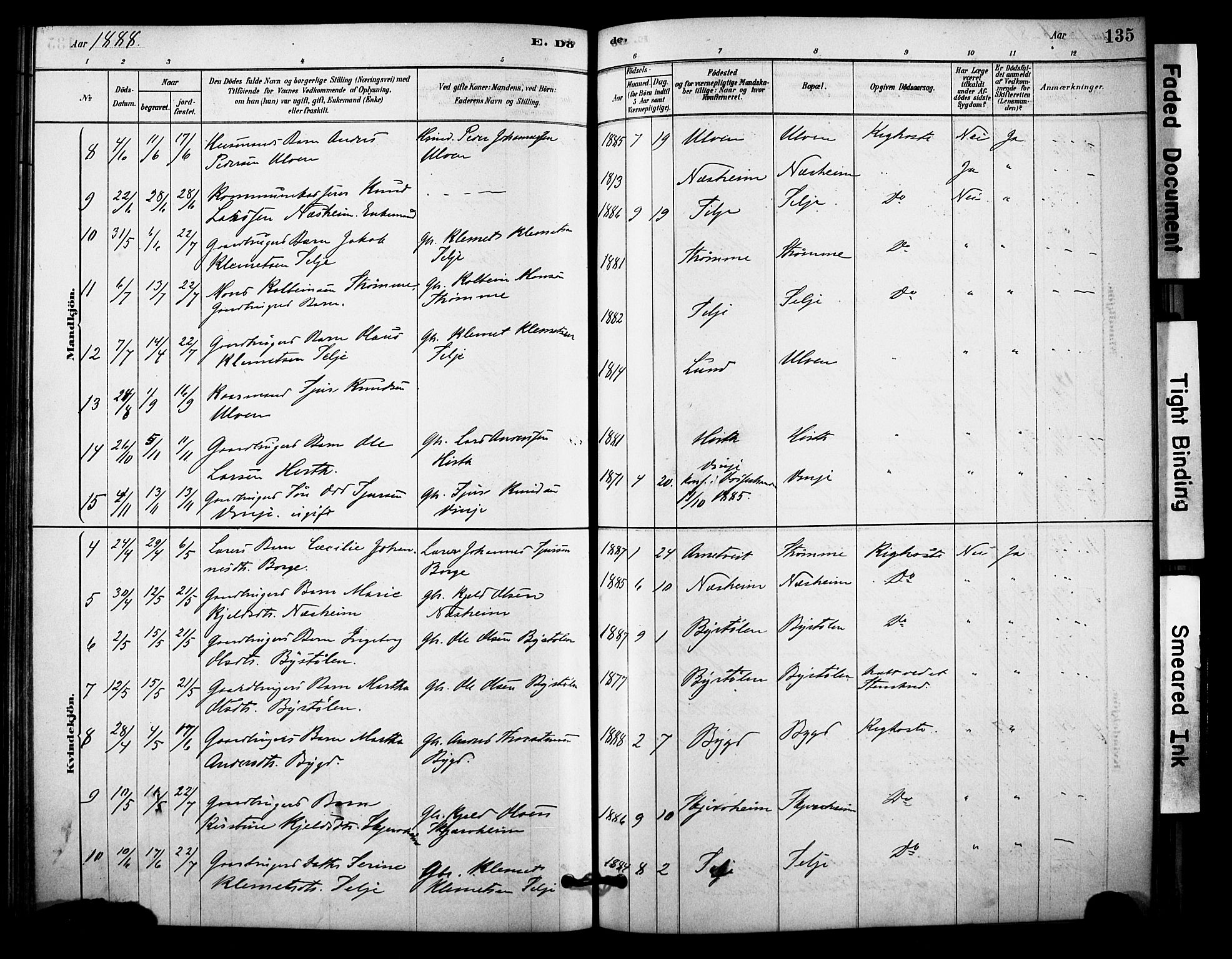 Vossestrand Sokneprestembete, AV/SAB-A-79101/H/Haa: Parish register (official) no. C 1, 1878-1903, p. 135