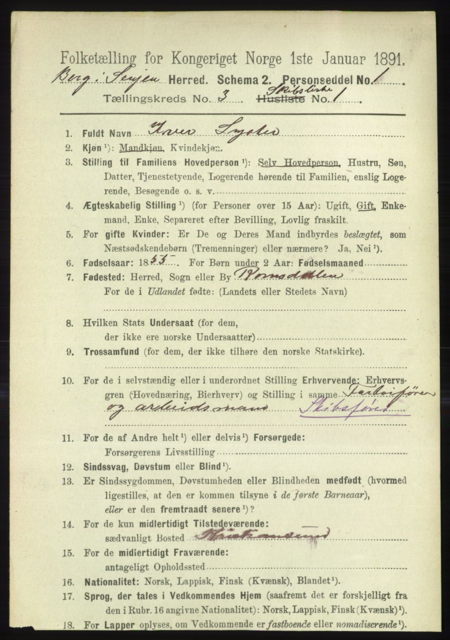 RA, 1891 census for 1929 Berg, 1891, p. 1529