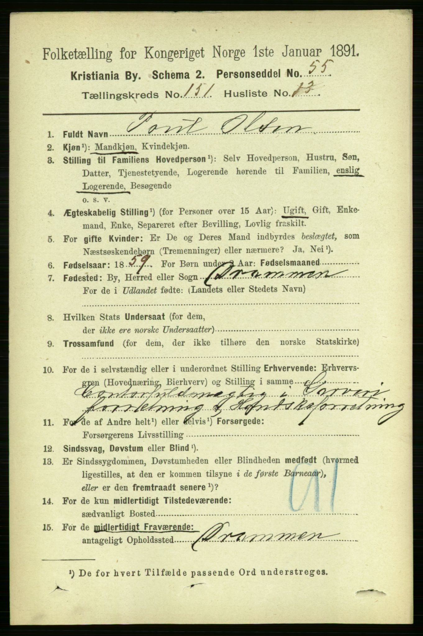 RA, 1891 census for 0301 Kristiania, 1891, p. 84656