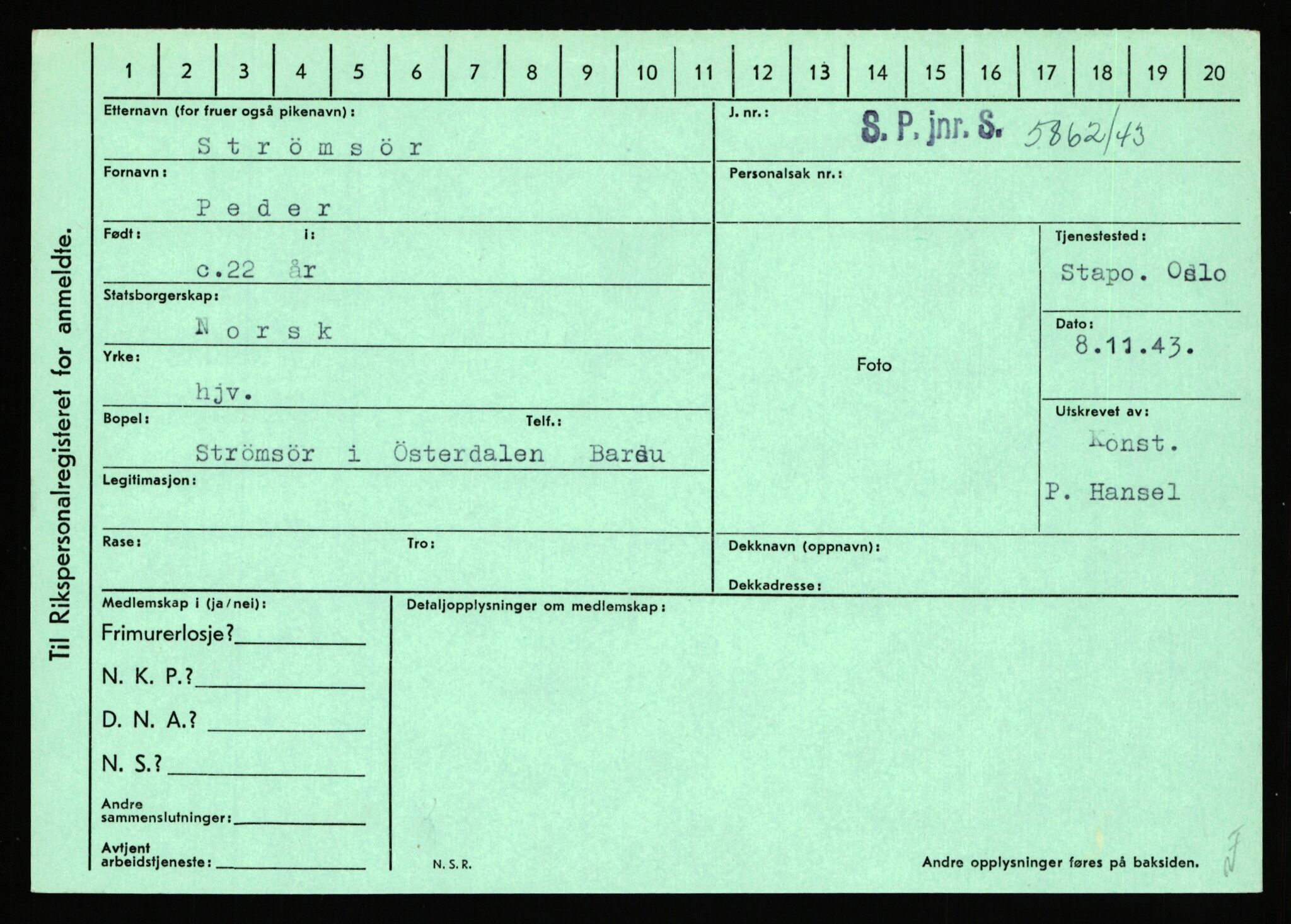 Statspolitiet - Hovedkontoret / Osloavdelingen, AV/RA-S-1329/C/Ca/L0014: Seterlien - Svartås, 1943-1945, p. 4449