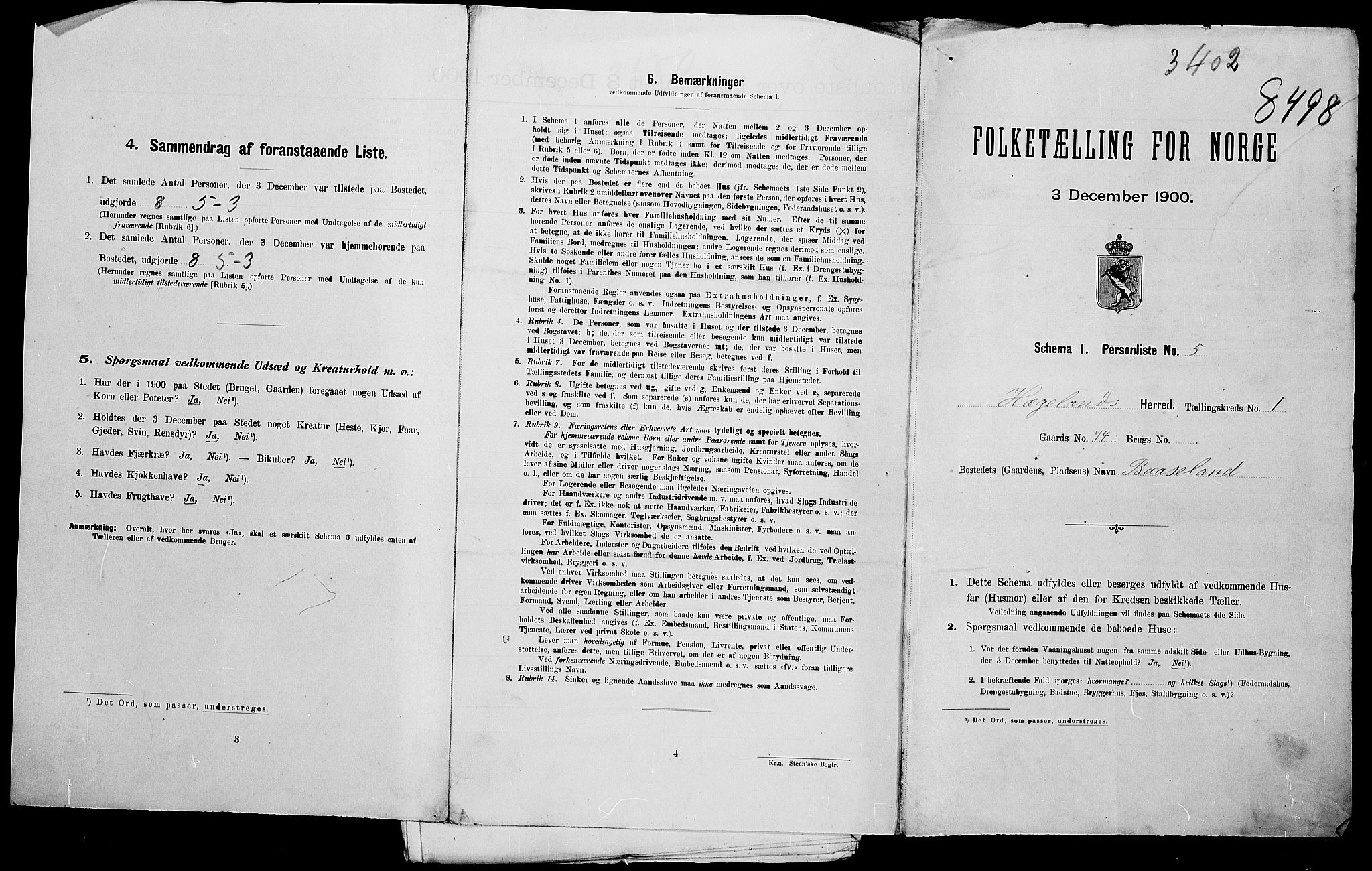 SAK, 1900 census for Hægeland, 1900, p. 23