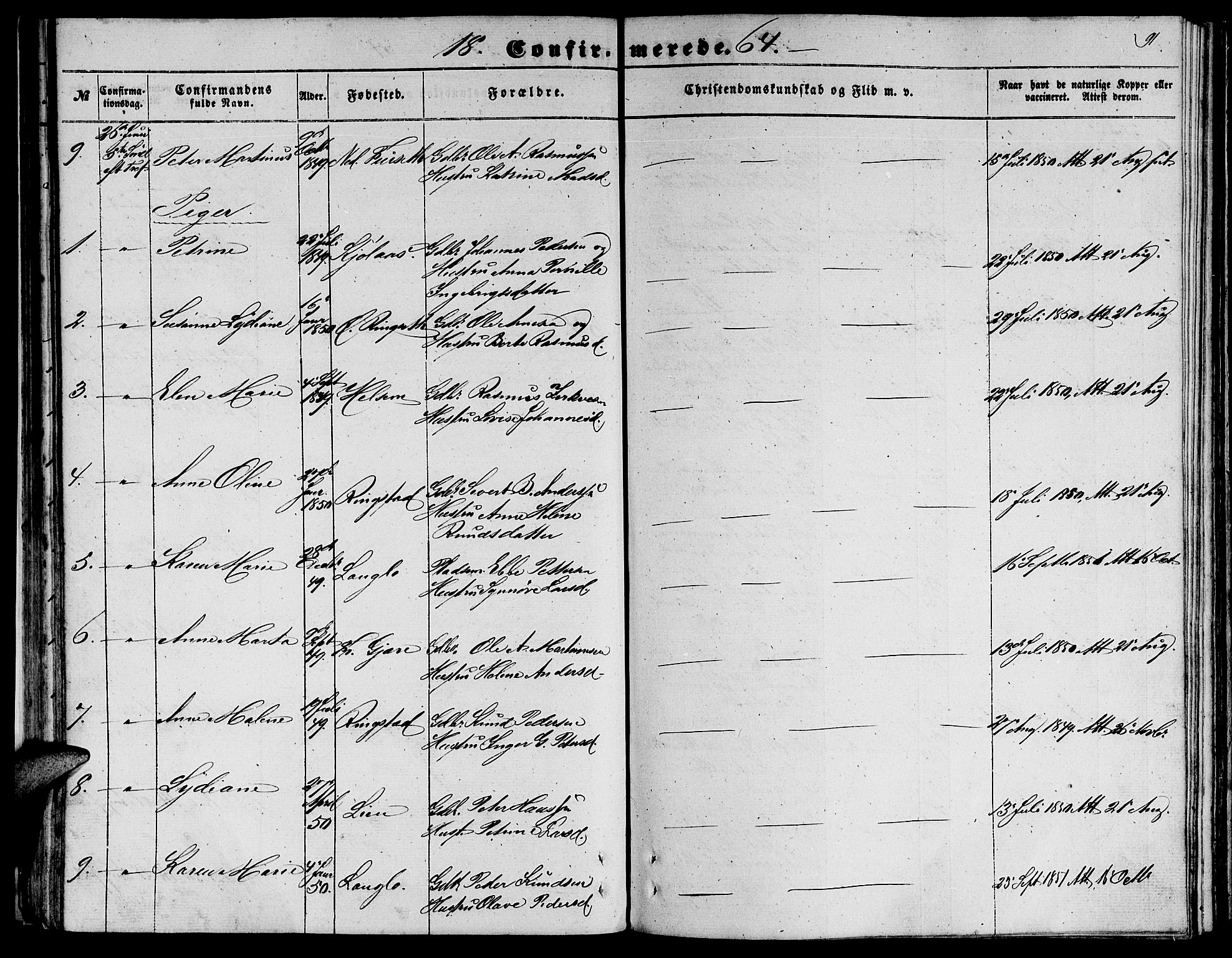 Ministerialprotokoller, klokkerbøker og fødselsregistre - Møre og Romsdal, AV/SAT-A-1454/520/L0291: Parish register (copy) no. 520C03, 1854-1881, p. 91