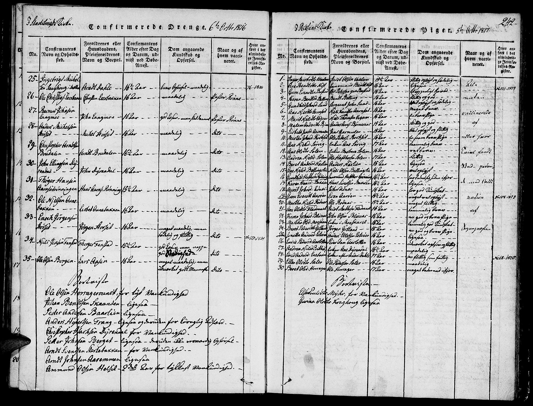 Ministerialprotokoller, klokkerbøker og fødselsregistre - Sør-Trøndelag, AV/SAT-A-1456/646/L0608: Parish register (official) no. 646A06, 1816-1825, p. 242