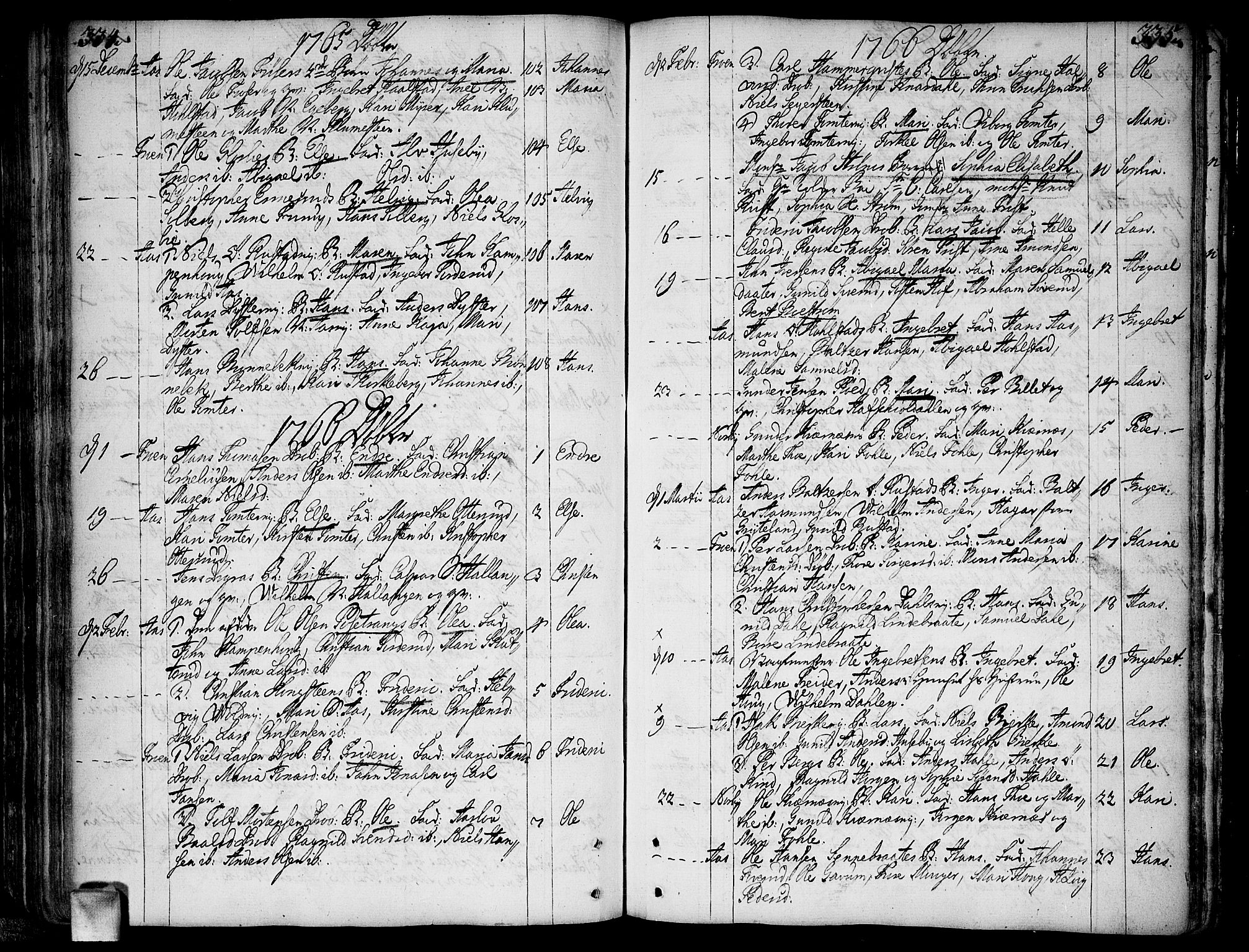 Ås prestekontor Kirkebøker, AV/SAO-A-10894/F/Fa/L0001: Parish register (official) no. I 1, 1742-1778, p. 334-335