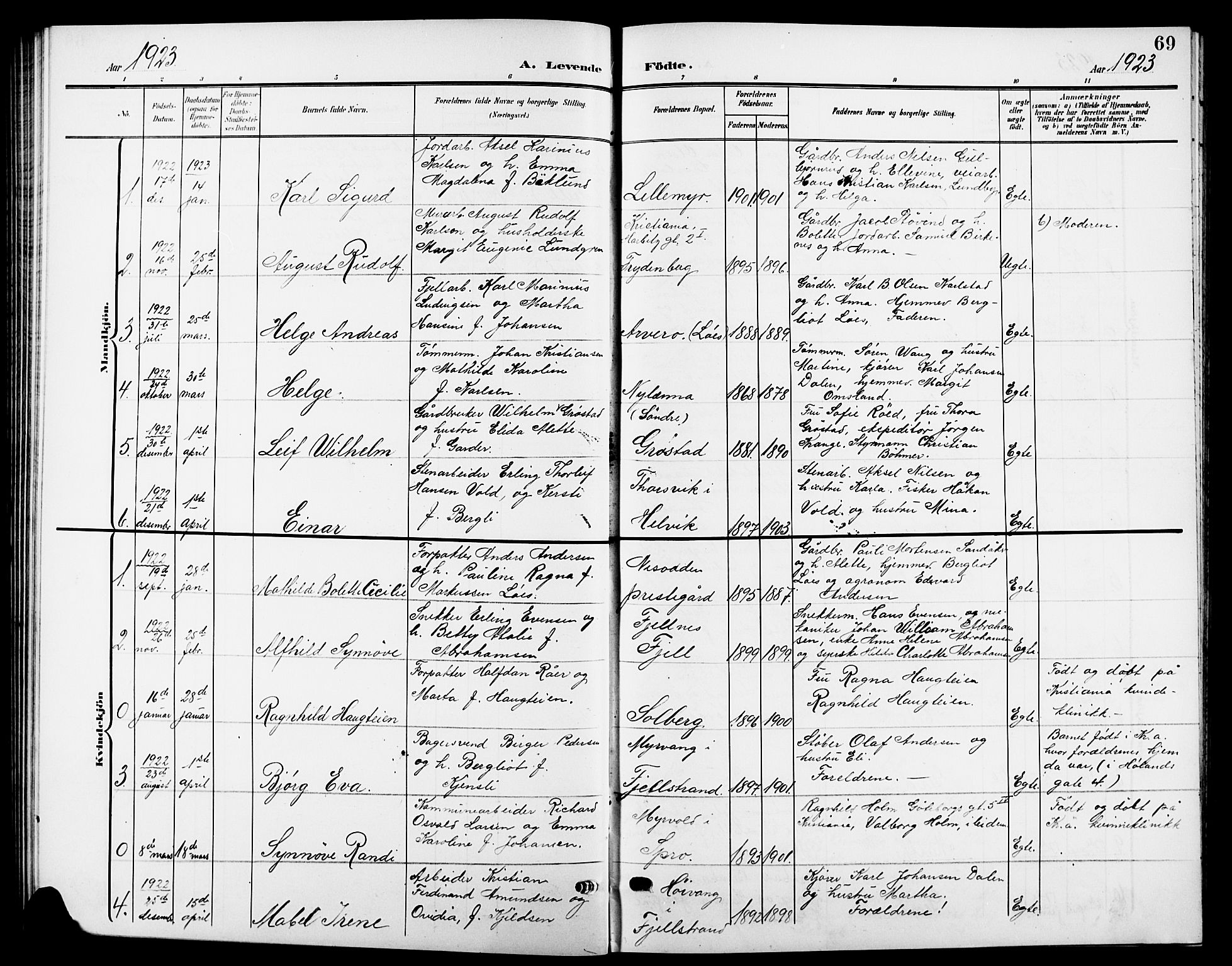 Nesodden prestekontor Kirkebøker, AV/SAO-A-10013/G/Ga/L0002: Parish register (copy) no. I 2, 1905-1924, p. 69