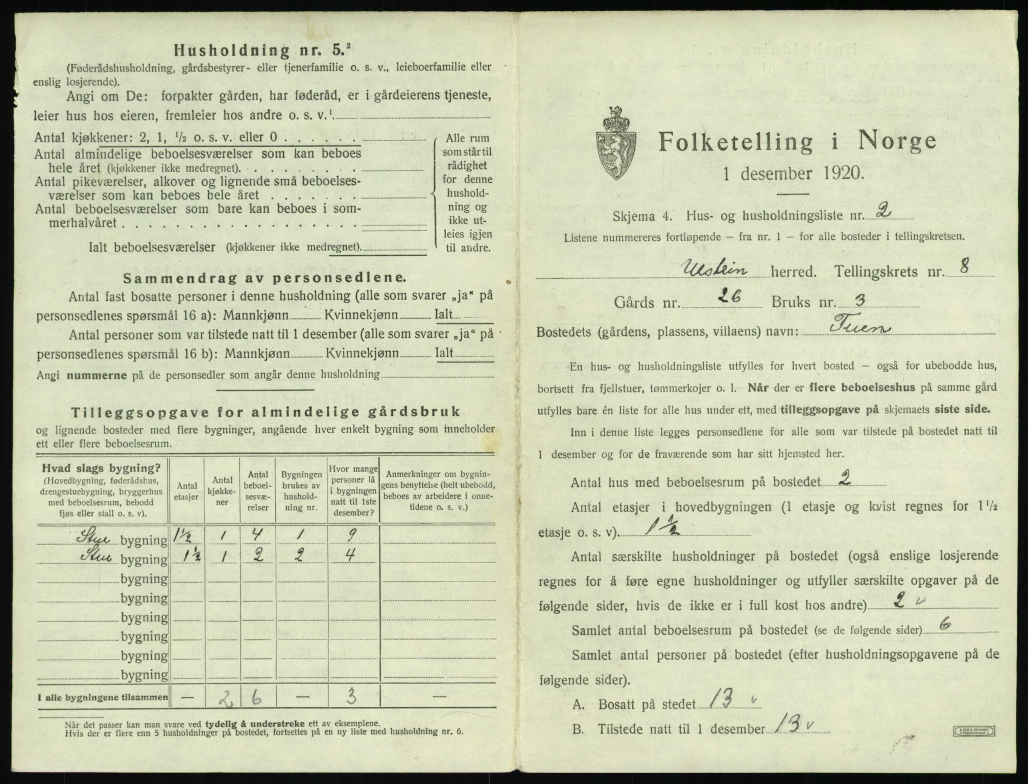 SAT, 1920 census for Ulstein, 1920, p. 562