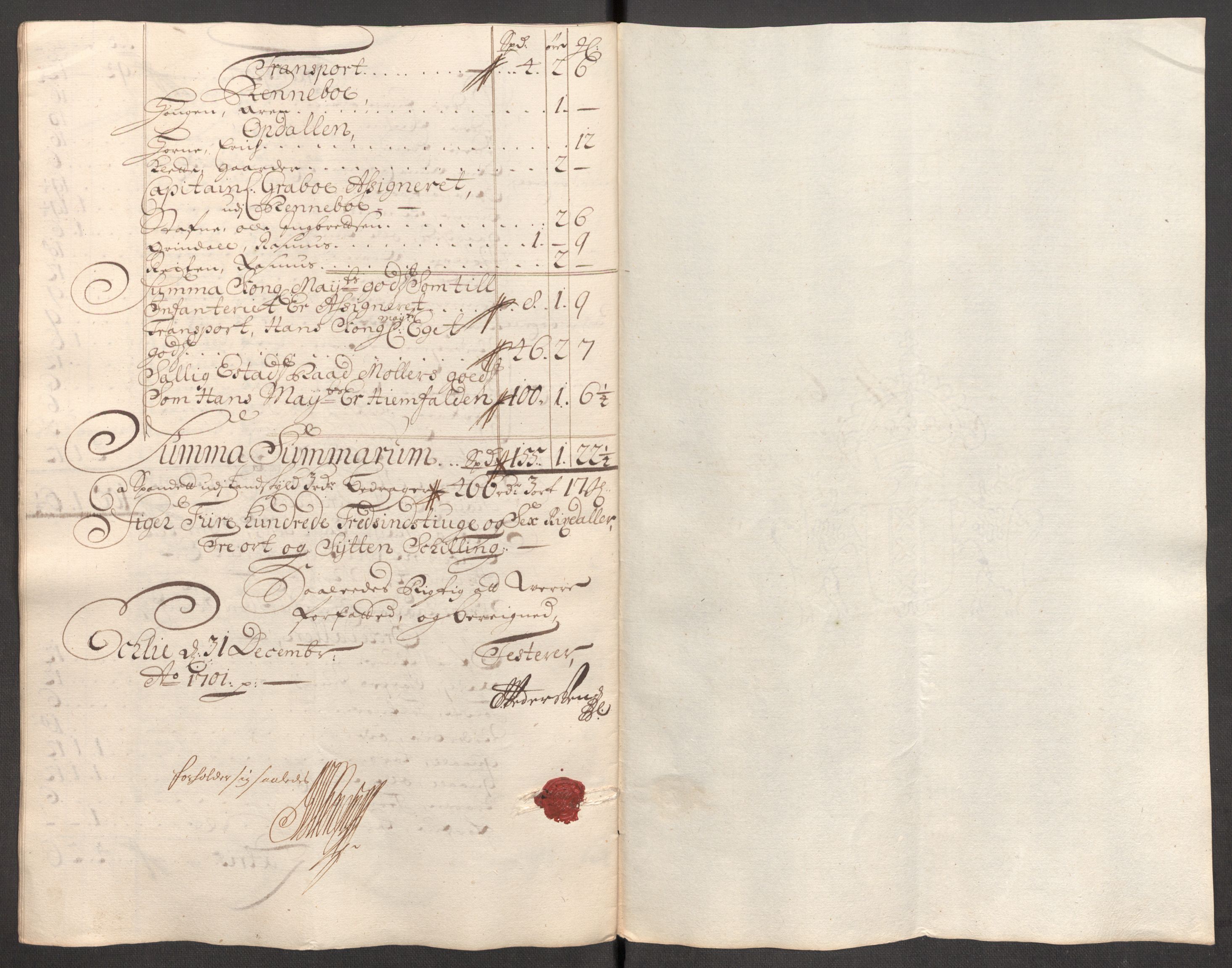 Rentekammeret inntil 1814, Reviderte regnskaper, Fogderegnskap, AV/RA-EA-4092/R60/L3951: Fogderegnskap Orkdal og Gauldal, 1701, p. 112