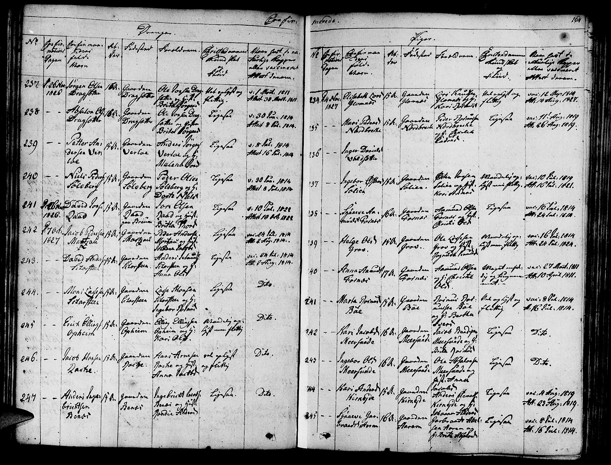 Innvik sokneprestembete, AV/SAB-A-80501: Parish register (official) no. A 3, 1820-1832, p. 164