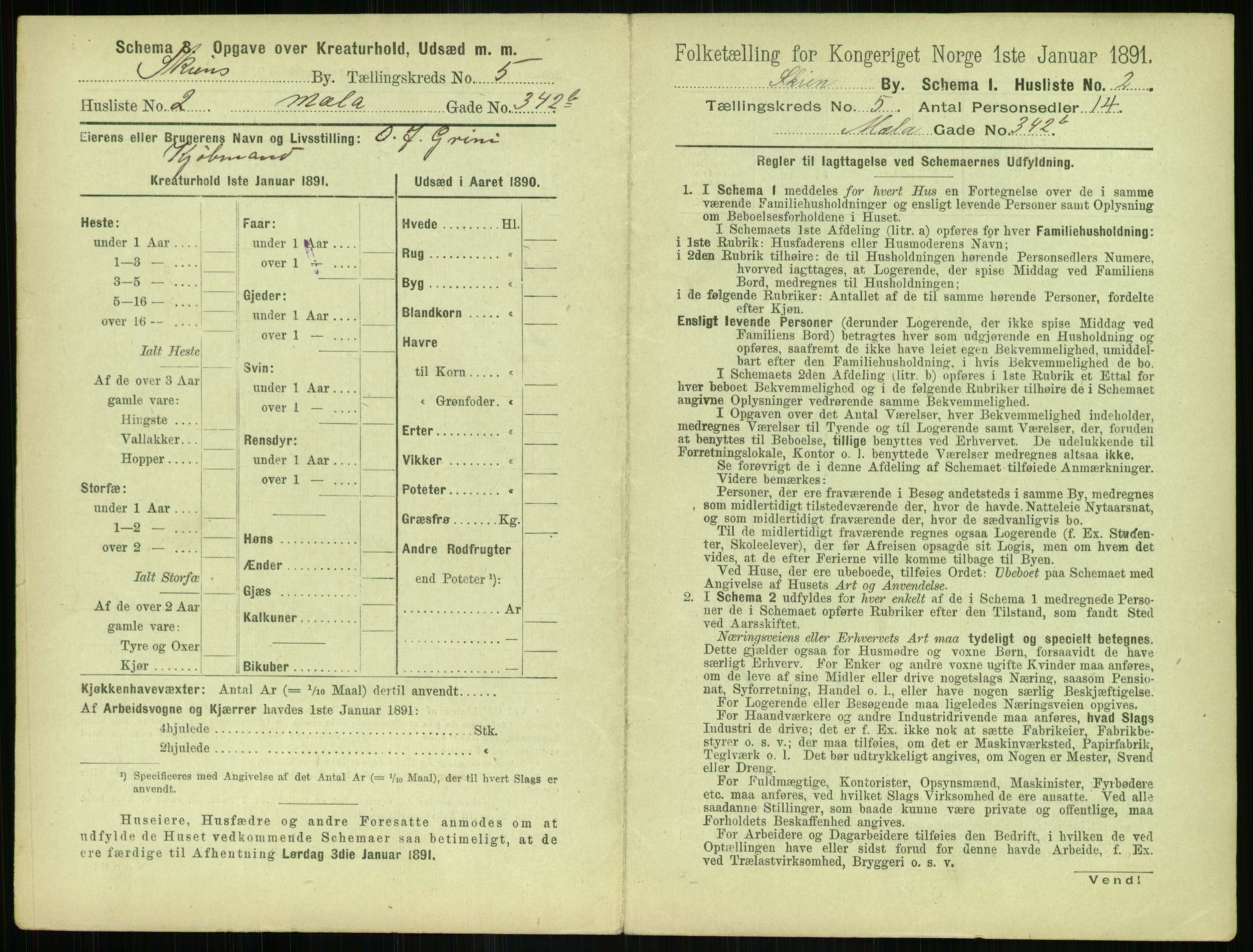 RA, 1891 census for 0806 Skien, 1891, p. 262