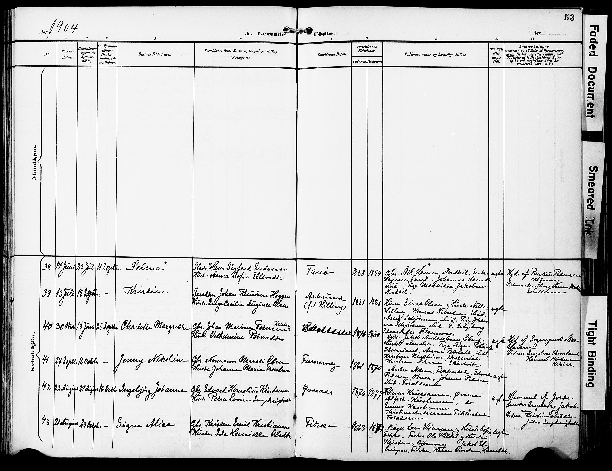 Ministerialprotokoller, klokkerbøker og fødselsregistre - Nordland, AV/SAT-A-1459/859/L0848: Parish register (official) no. 859A08, 1900-1912, p. 53