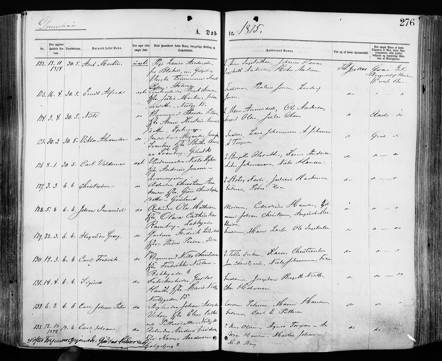 Grønland prestekontor Kirkebøker, SAO/A-10848/F/Fa/L0004: Parish register (official) no. 4, 1869-1880, p. 276