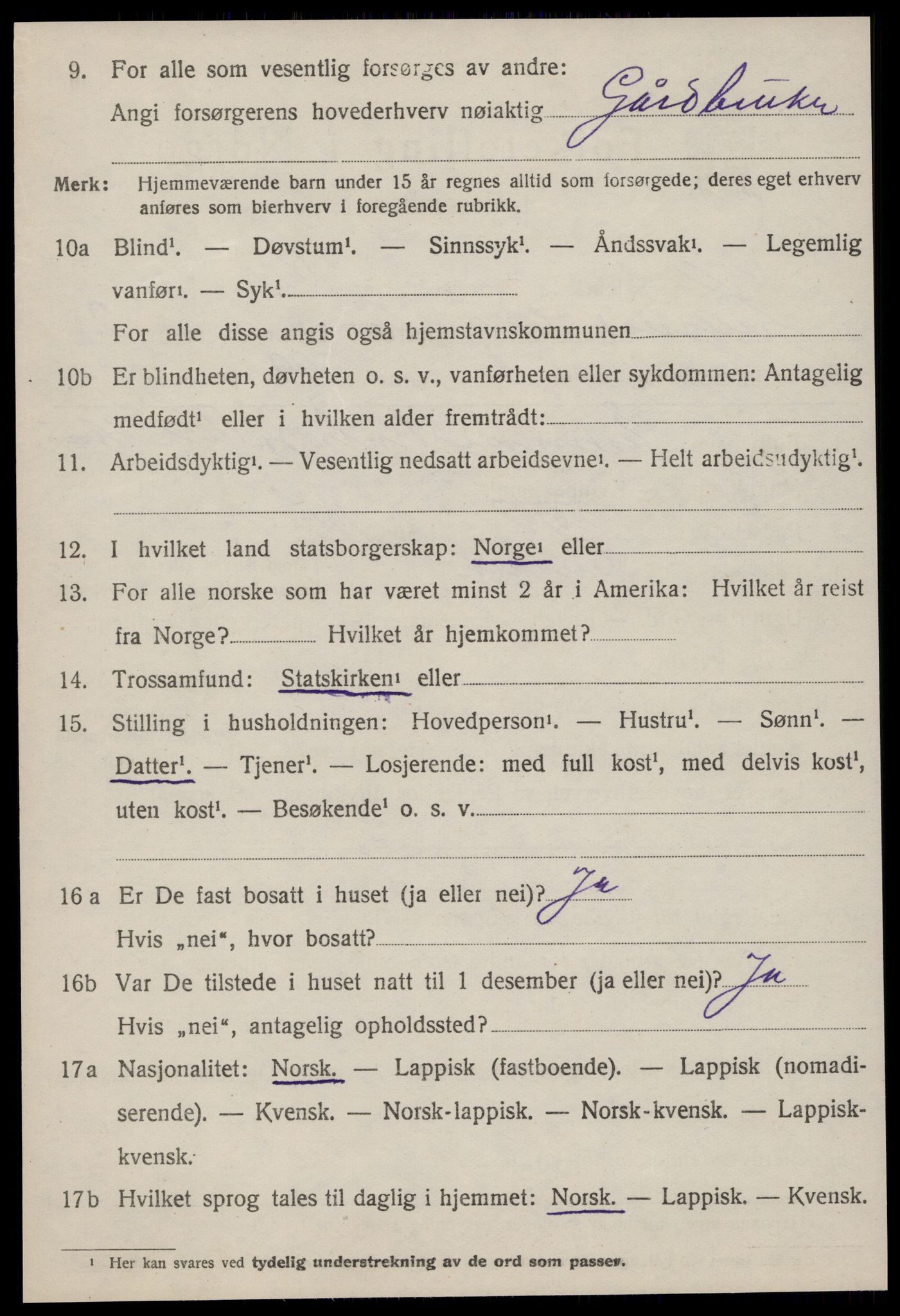 SAT, 1920 census for Lensvik, 1920, p. 1293