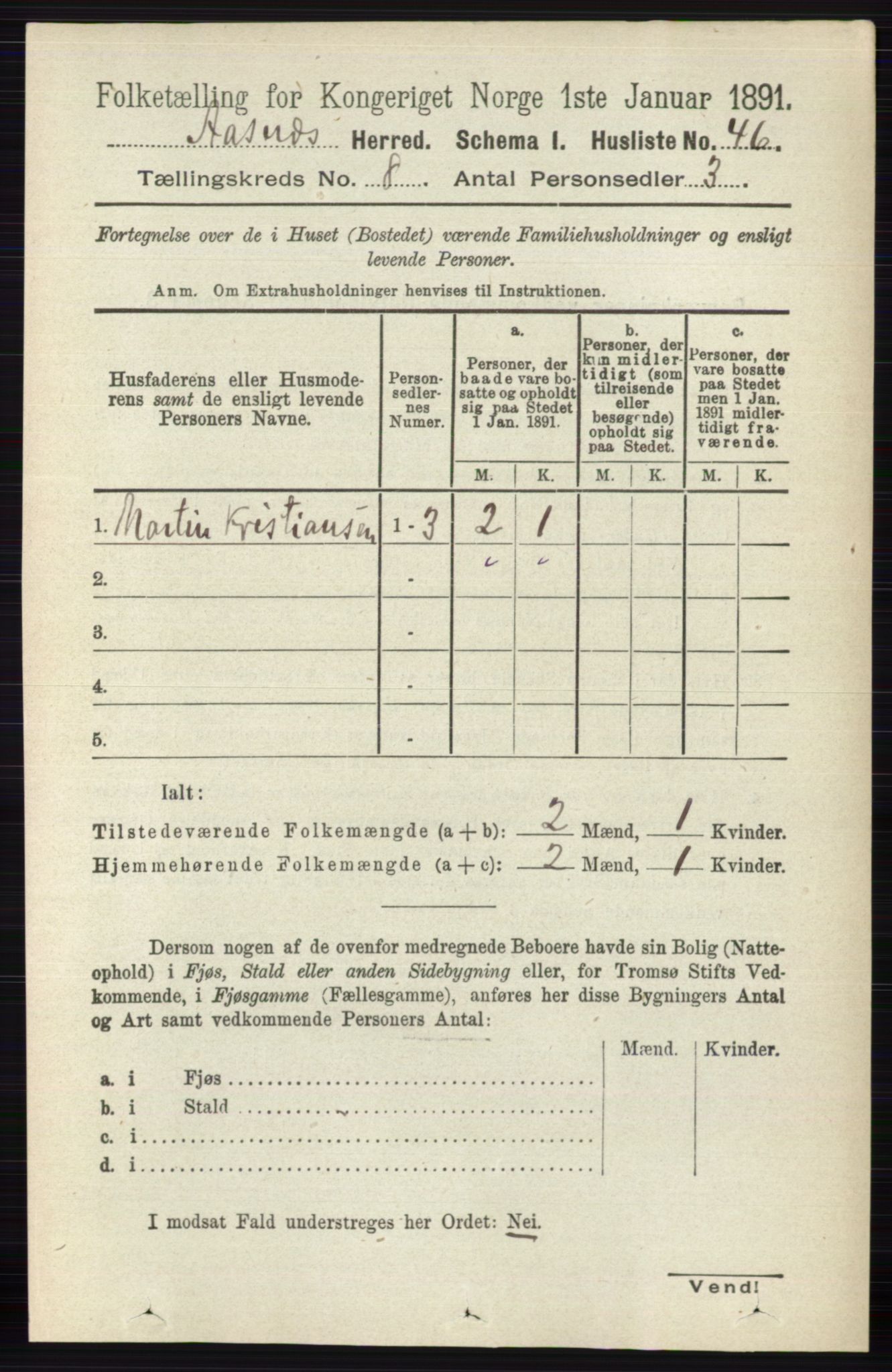 RA, 1891 census for 0425 Åsnes, 1891, p. 4167