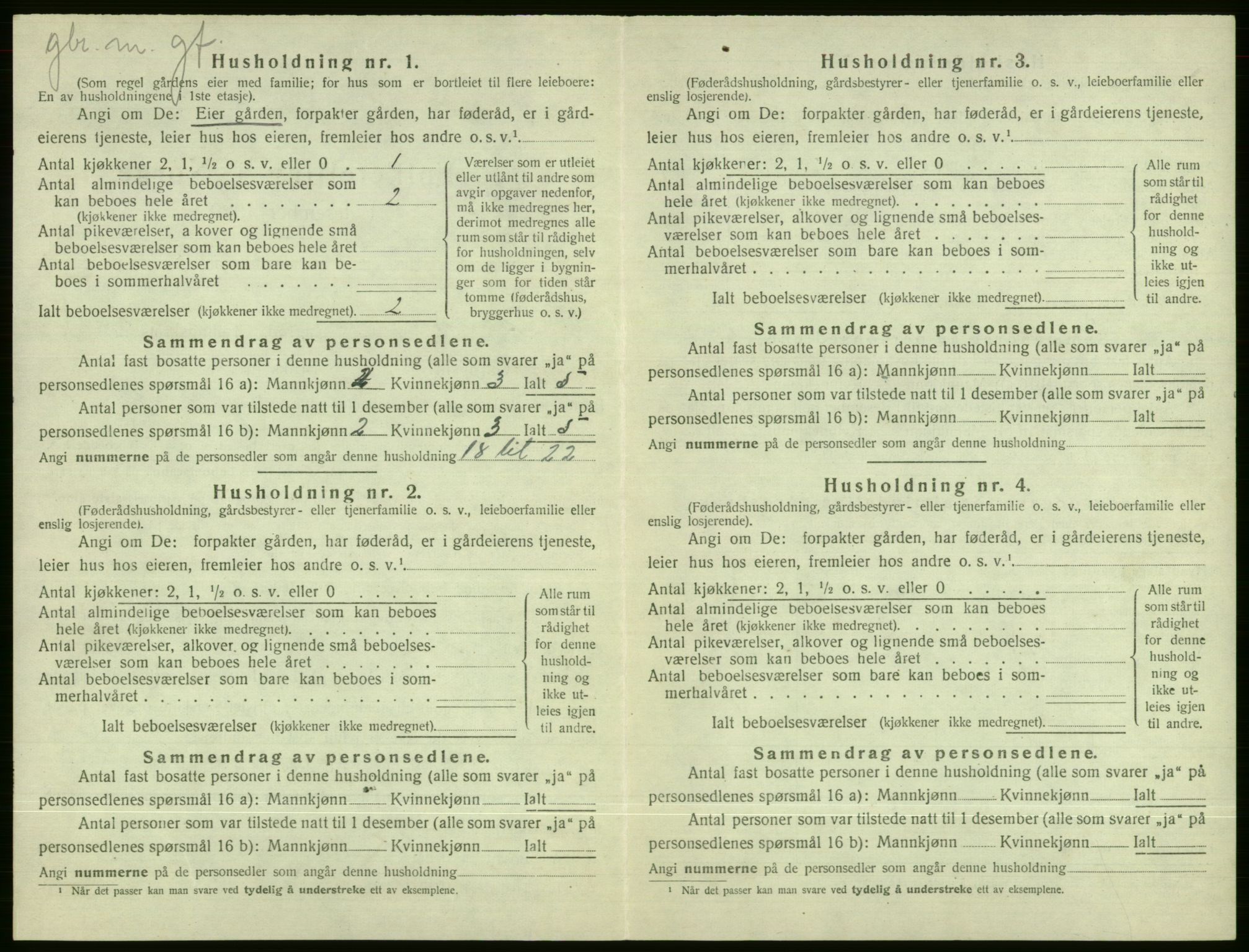 SAB, 1920 census for Evanger, 1920, p. 398