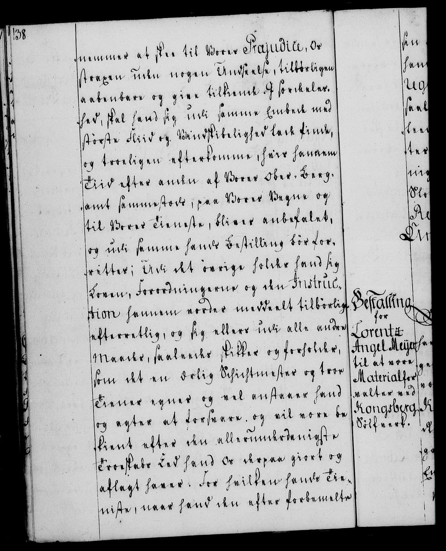 Rentekammeret, Kammerkanselliet, RA/EA-3111/G/Gg/Gge/L0004: Norsk bestallingsprotokoll med register (merket RK 53.28), 1762-1771, p. 138