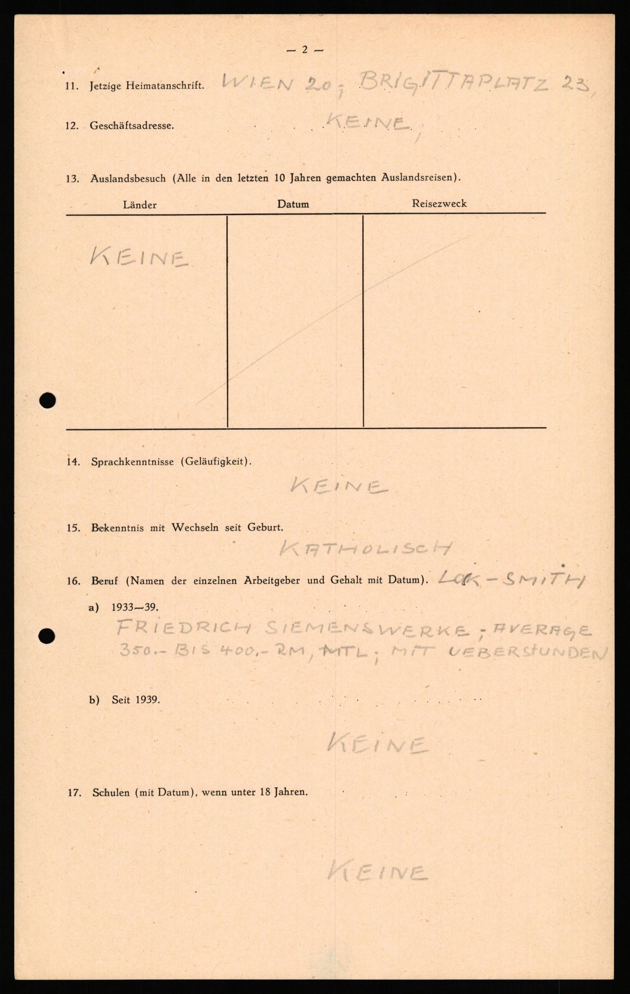 Forsvaret, Forsvarets overkommando II, AV/RA-RAFA-3915/D/Db/L0040: CI Questionaires. Tyske okkupasjonsstyrker i Norge. Østerrikere., 1945-1946, p. 332