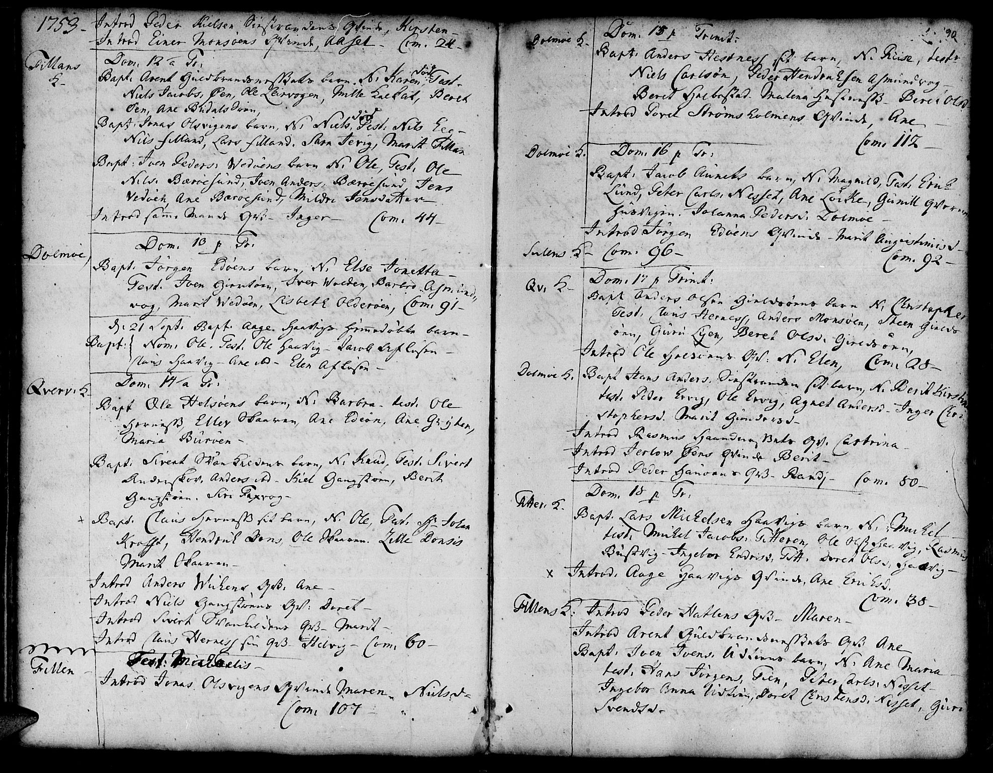 Ministerialprotokoller, klokkerbøker og fødselsregistre - Sør-Trøndelag, SAT/A-1456/634/L0525: Parish register (official) no. 634A01, 1736-1775, p. 90