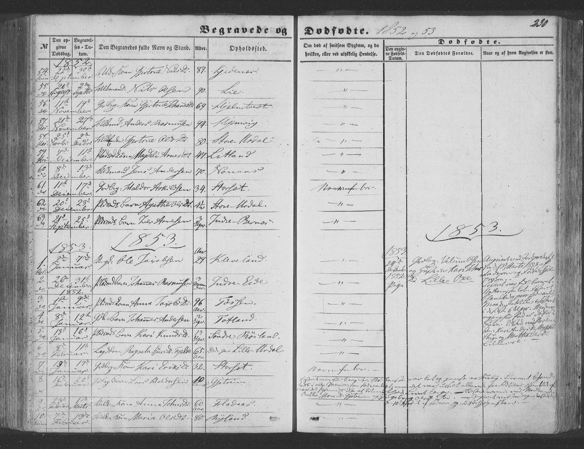 Hosanger sokneprestembete, SAB/A-75801/H/Haa: Parish register (official) no. A 8, 1849-1863, p. 230