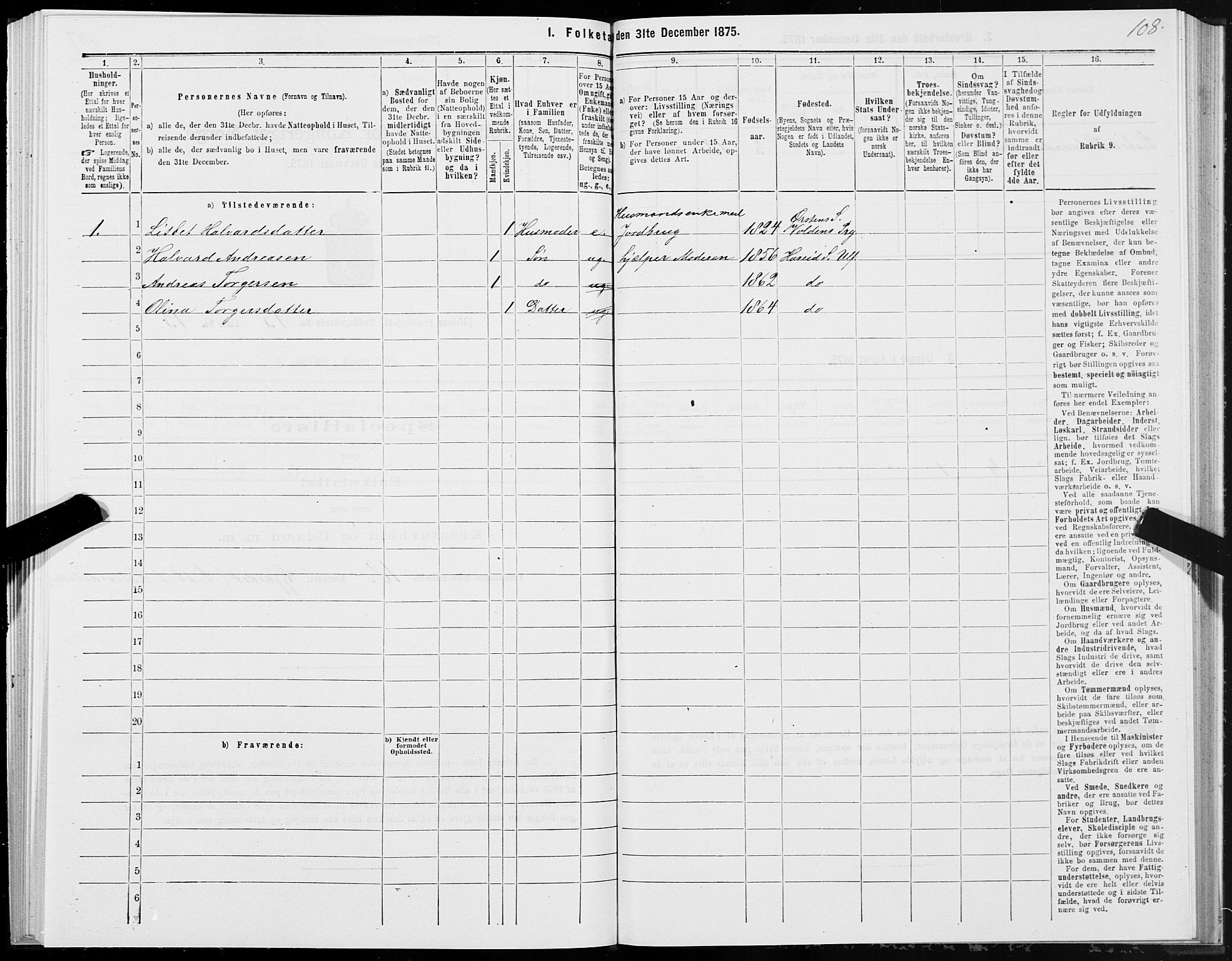 SAT, 1875 census for 1516P Ulstein, 1875, p. 5108
