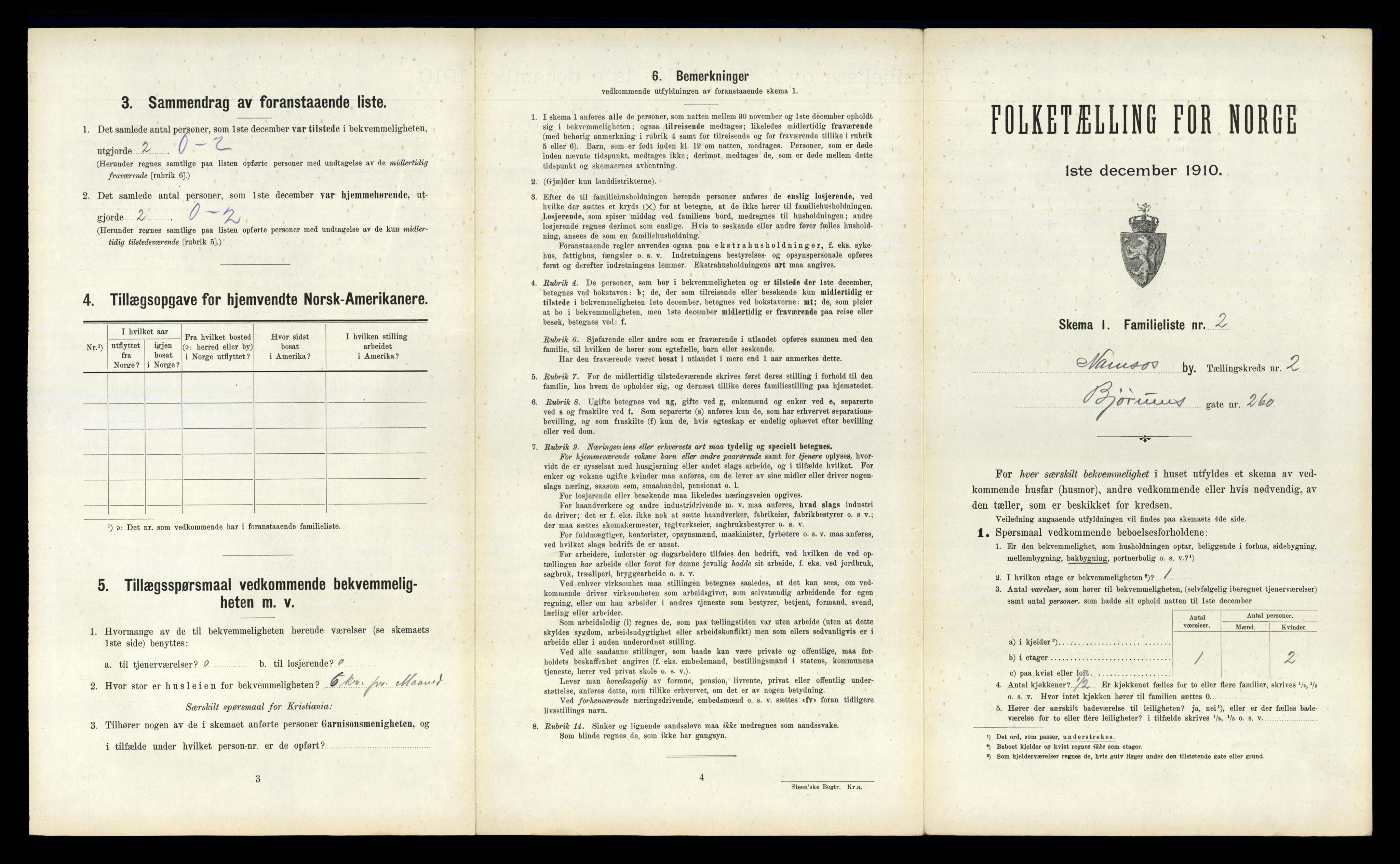 RA, 1910 census for Namsos, 1910, p. 374