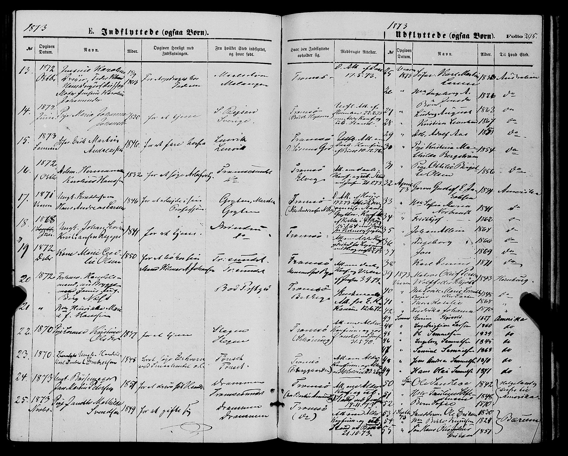 Tromsø sokneprestkontor/stiftsprosti/domprosti, SATØ/S-1343/G/Ga/L0013kirke: Parish register (official) no. 13, 1872-1877, p. 295