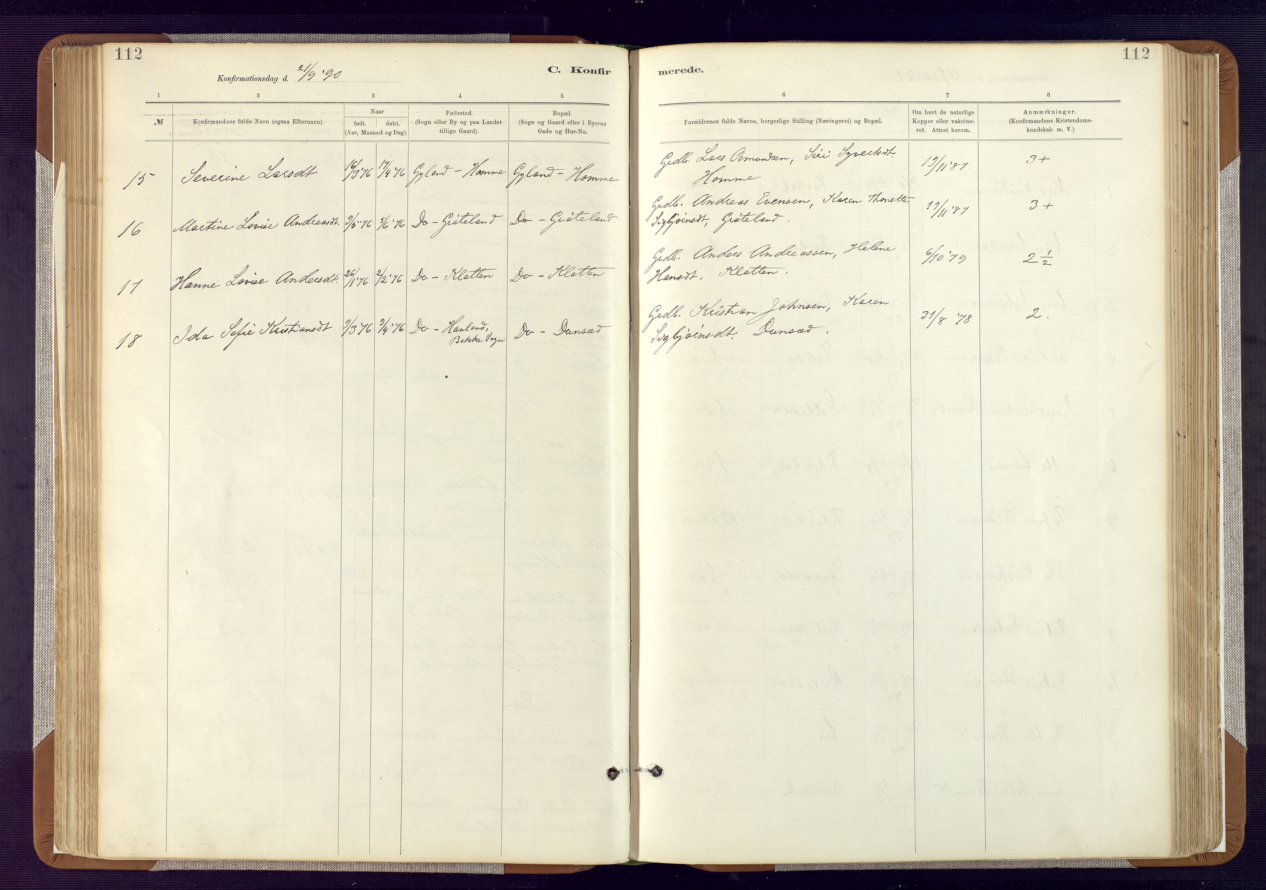 Bakke sokneprestkontor, AV/SAK-1111-0002/F/Fa/Fab/L0003: Parish register (official) no. A 3, 1884-1921, p. 112