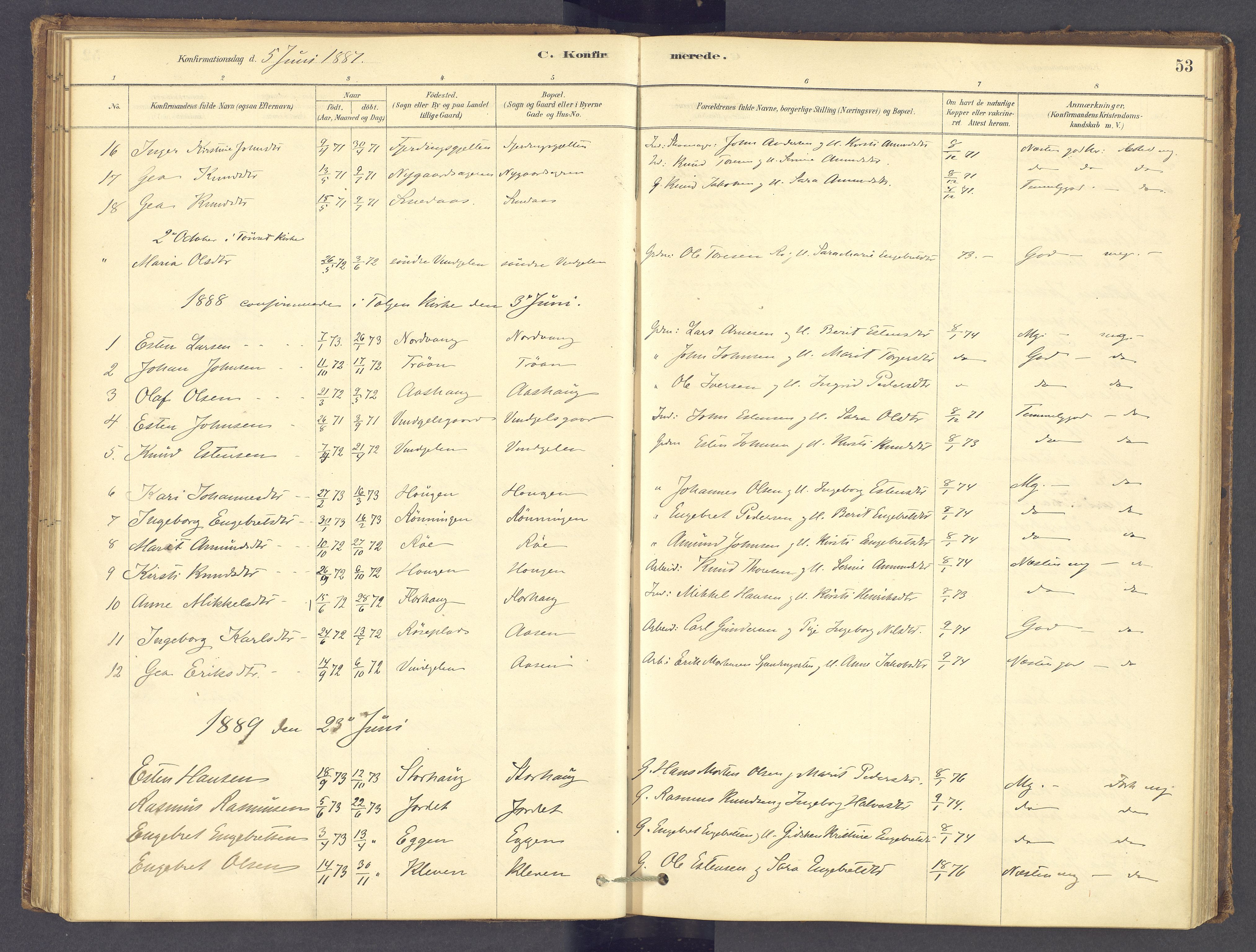 Tolga prestekontor, SAH/PREST-062/K/L0012: Parish register (official) no. 12, 1877-1925, p. 53