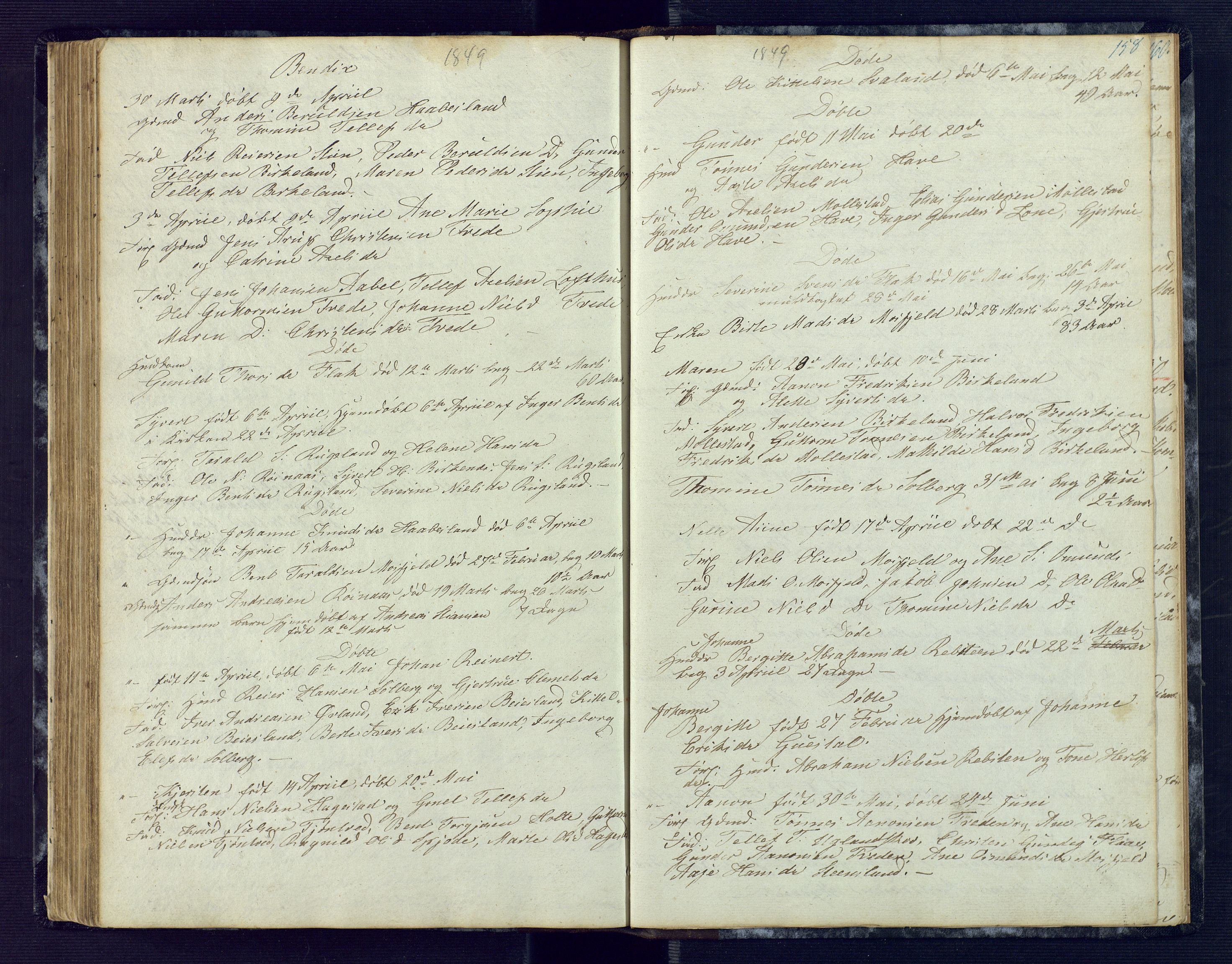 Birkenes sokneprestkontor, SAK/1111-0004/F/Fb/L0001: Parish register (copy) no. B 1, 1837-1856, p. 158
