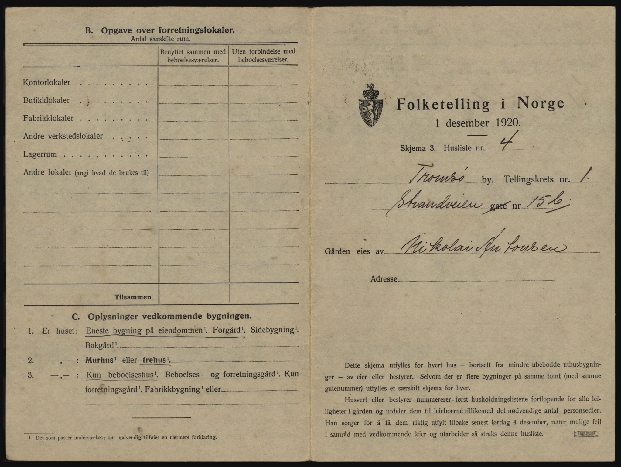 SATØ, 1920 census for Tromsø, 1920, p. 57