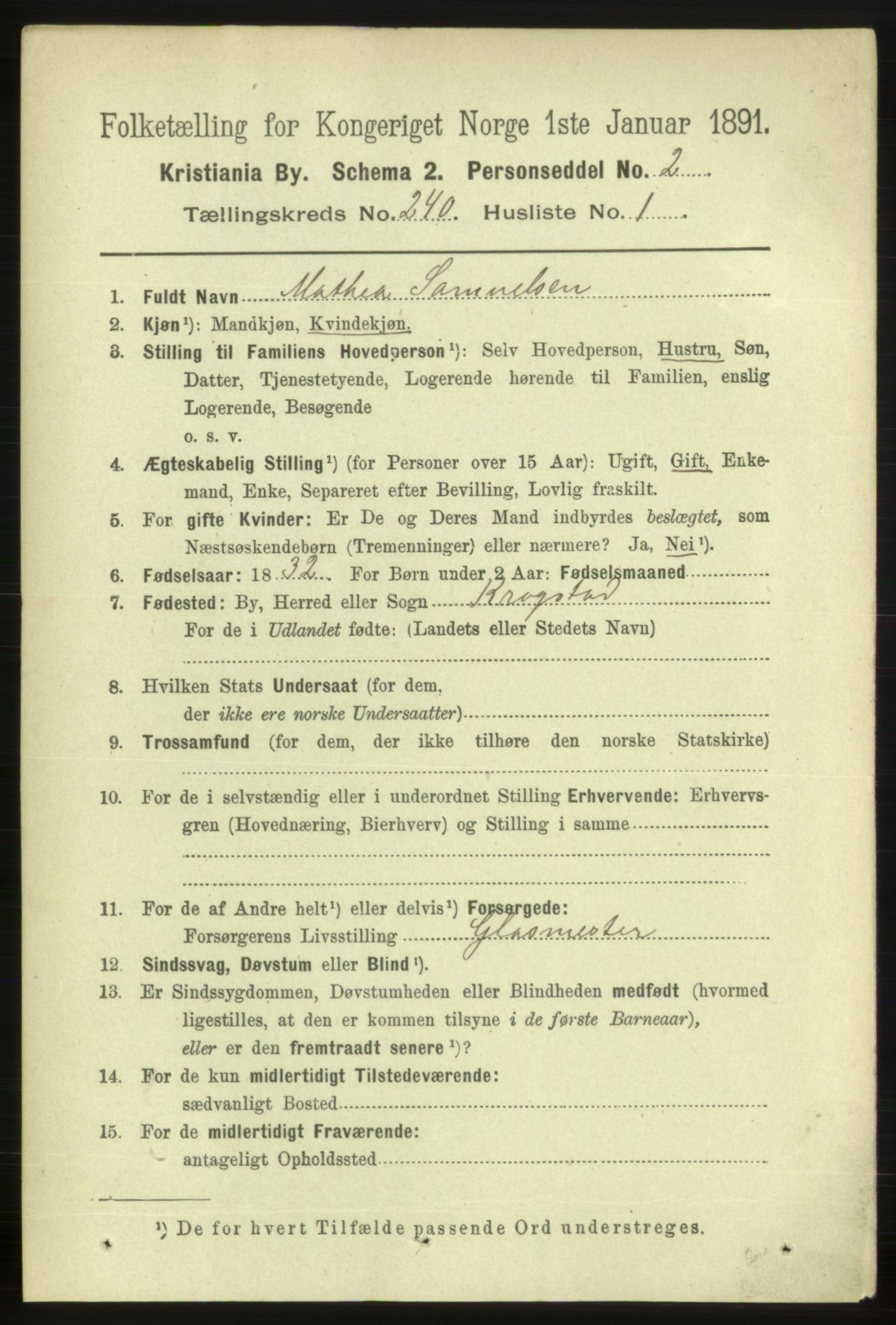 RA, 1891 census for 0301 Kristiania, 1891, p. 145879