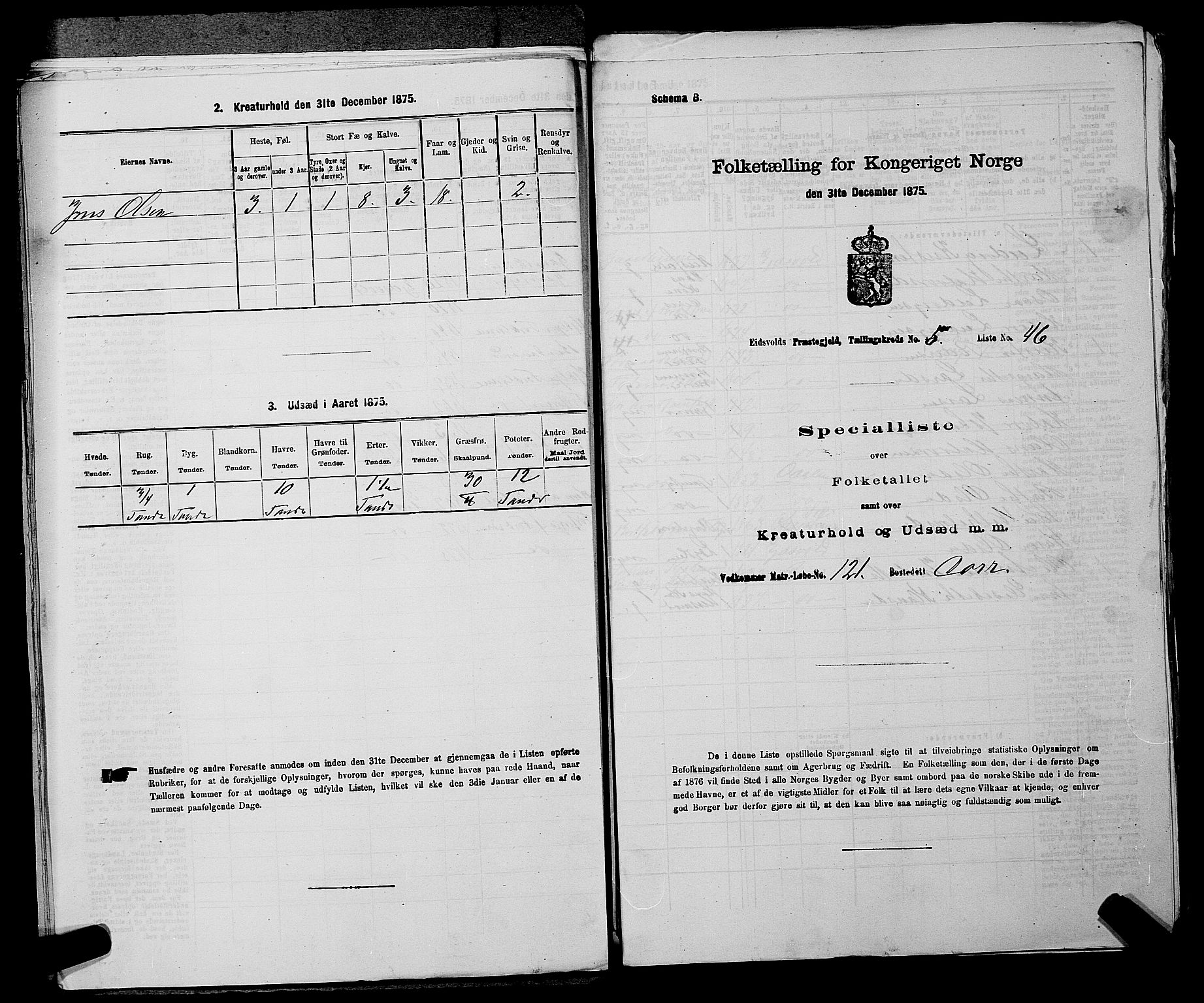 RA, 1875 census for 0237P Eidsvoll, 1875, p. 743