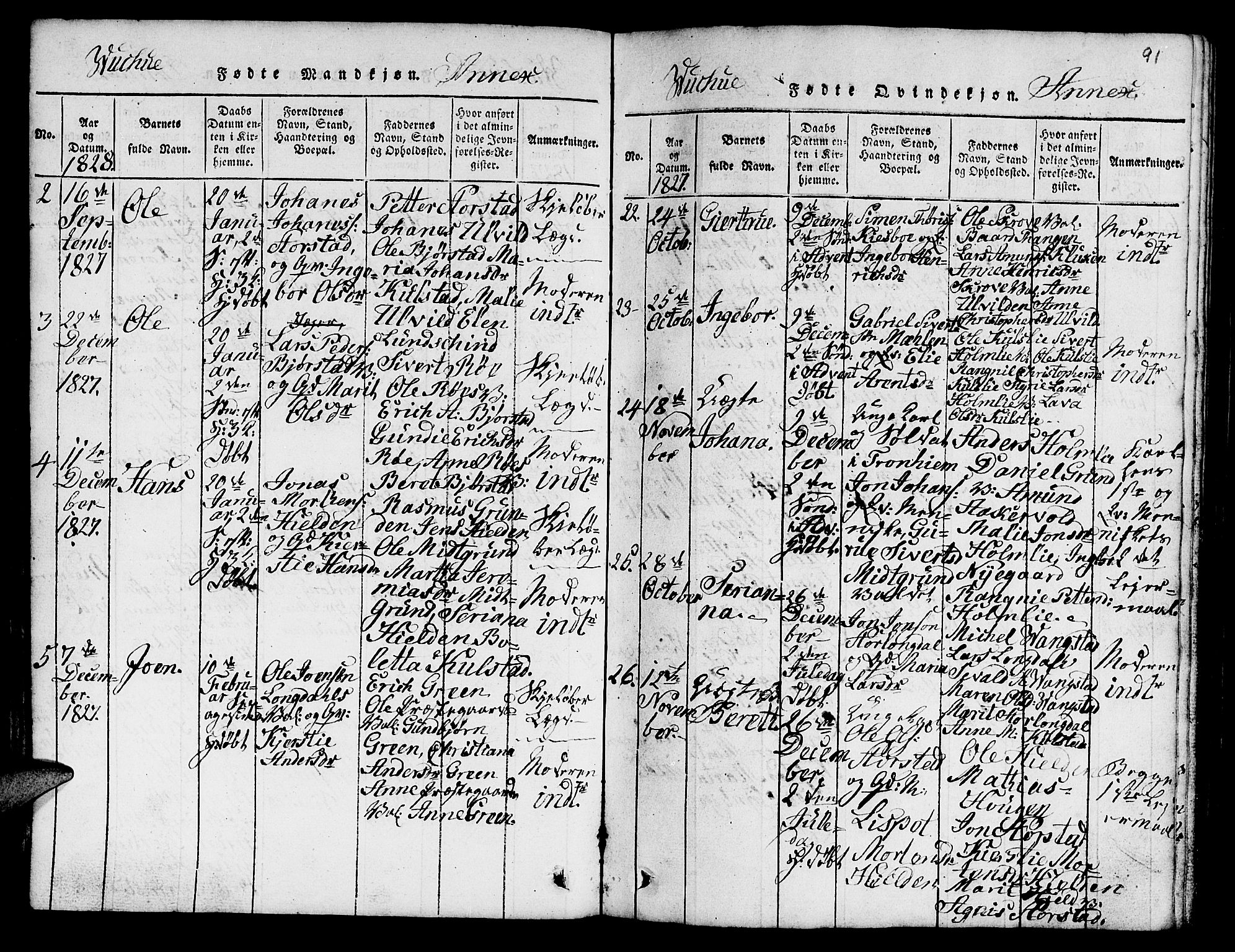 Ministerialprotokoller, klokkerbøker og fødselsregistre - Nord-Trøndelag, SAT/A-1458/724/L0265: Parish register (copy) no. 724C01, 1816-1845, p. 91