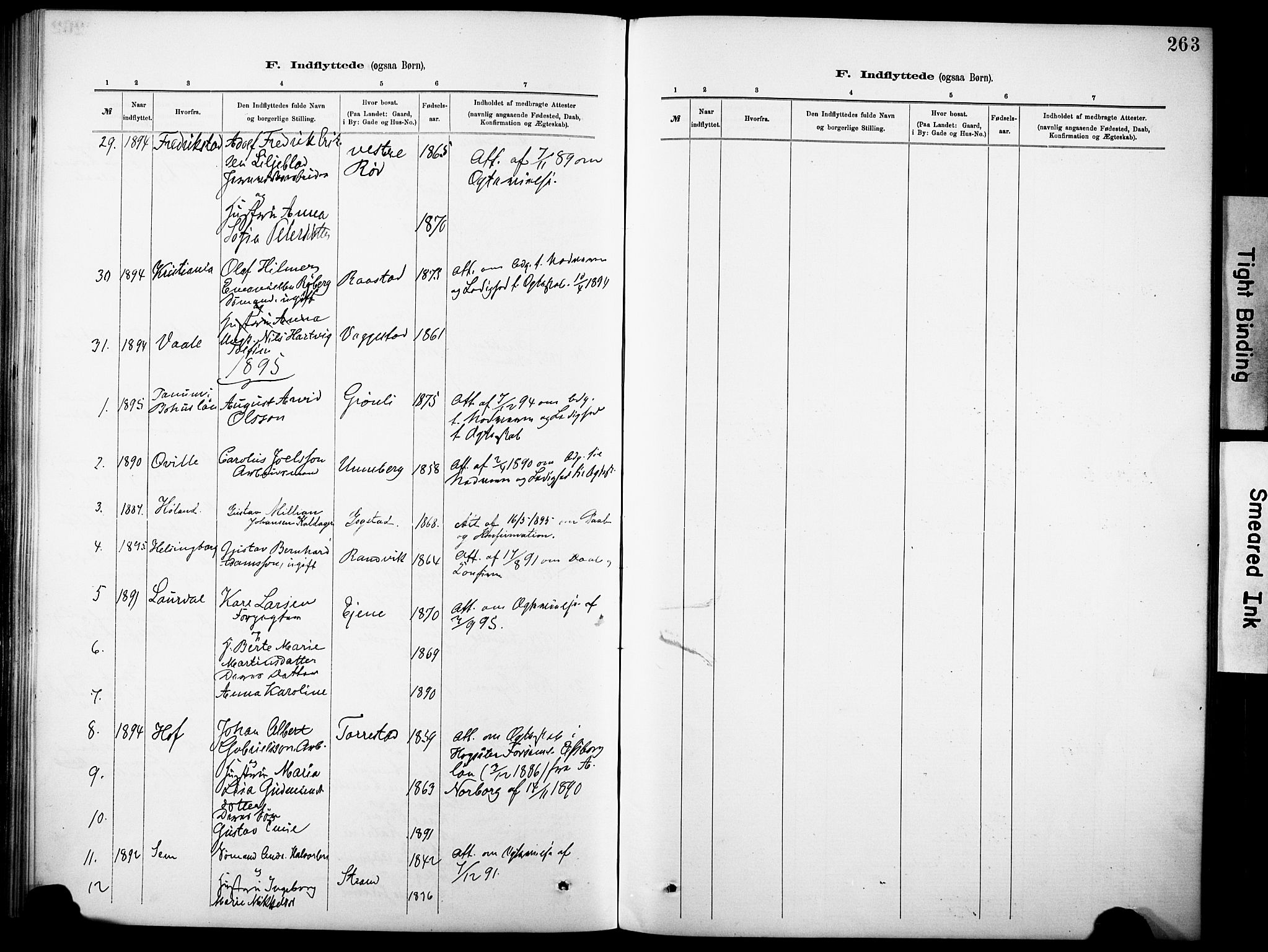 Sandar kirkebøker, SAKO/A-243/F/Fa/L0013: Parish register (official) no. 13, 1883-1895, p. 263