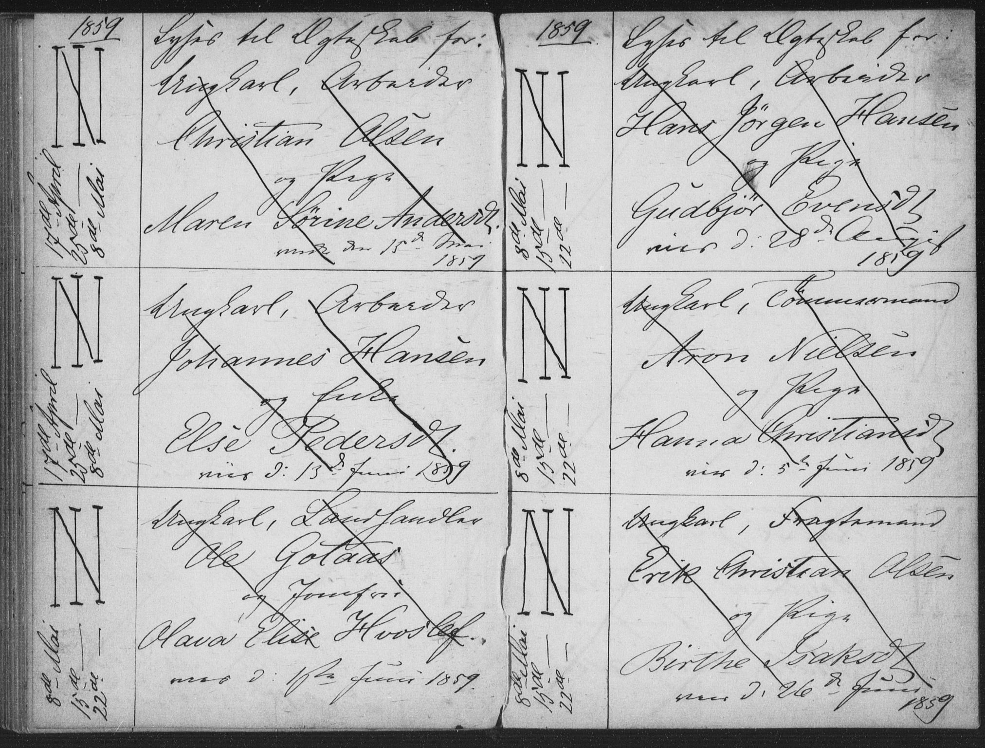 Bragernes kirkebøker, AV/SAKO-A-6/H/Ha/L0003: Banns register no. 3, 1854-1859