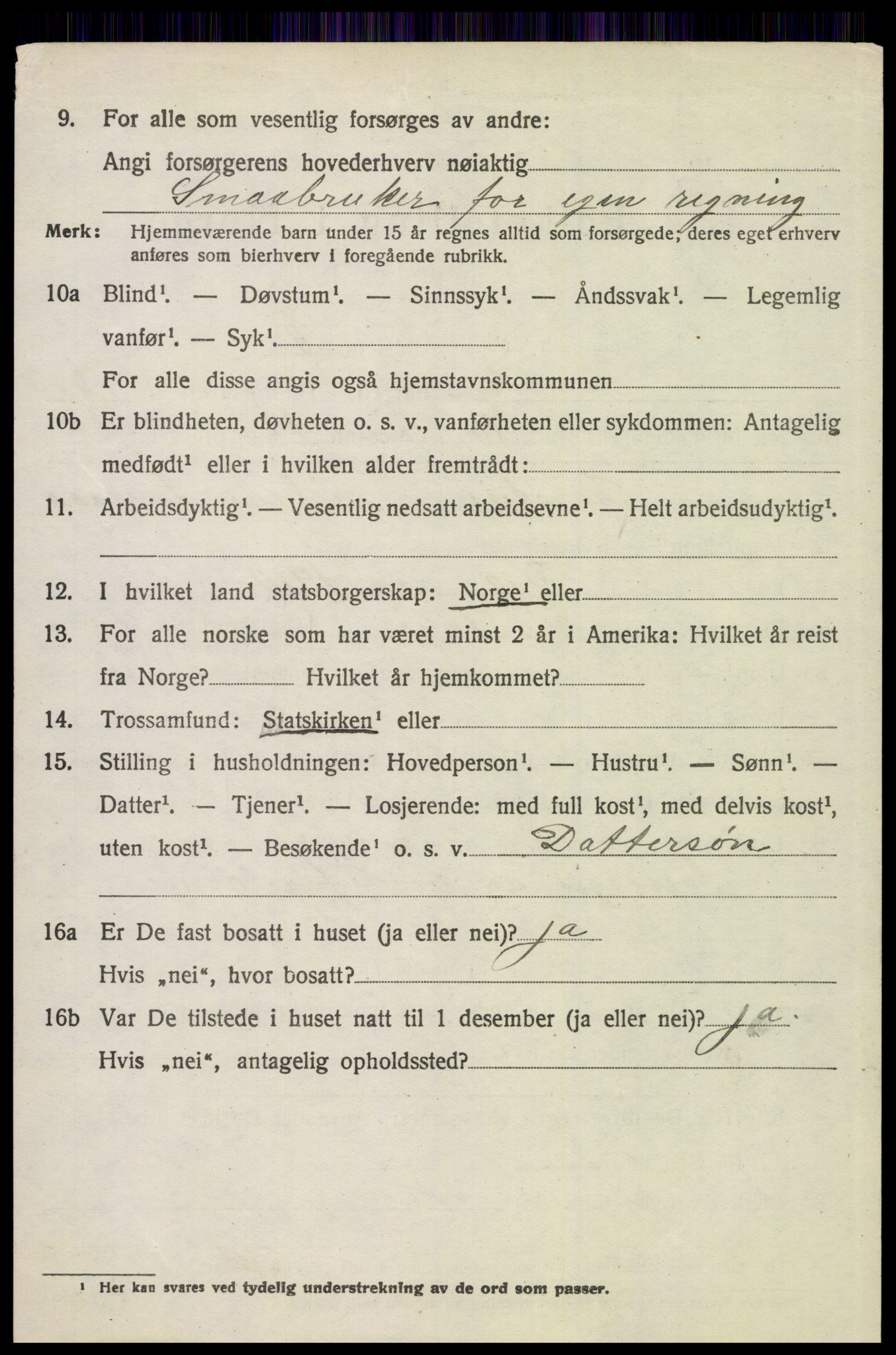 SAH, 1920 census for Tolga, 1920, p. 2384