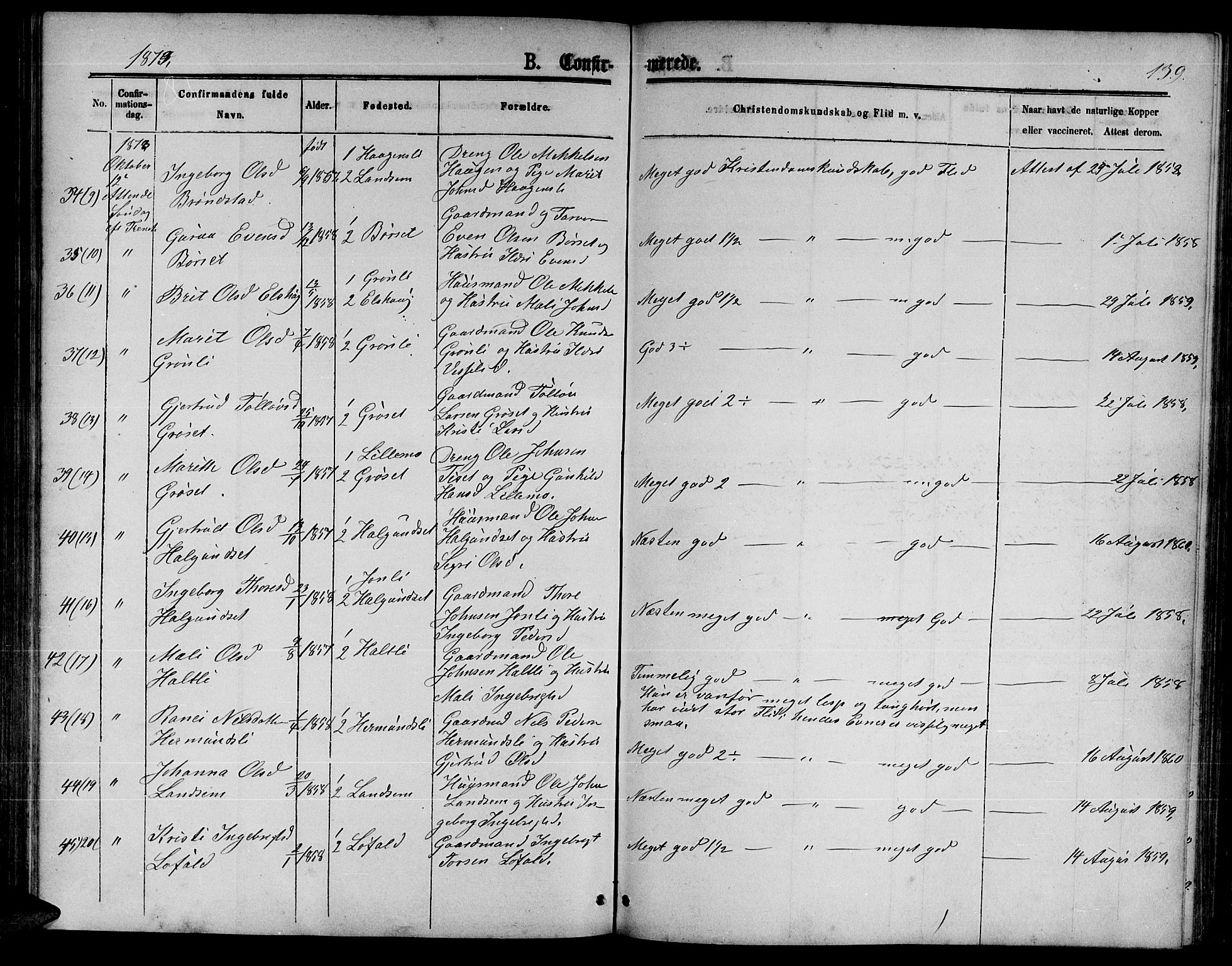 Ministerialprotokoller, klokkerbøker og fødselsregistre - Møre og Romsdal, AV/SAT-A-1454/598/L1076: Parish register (copy) no. 598C01, 1867-1878, p. 139