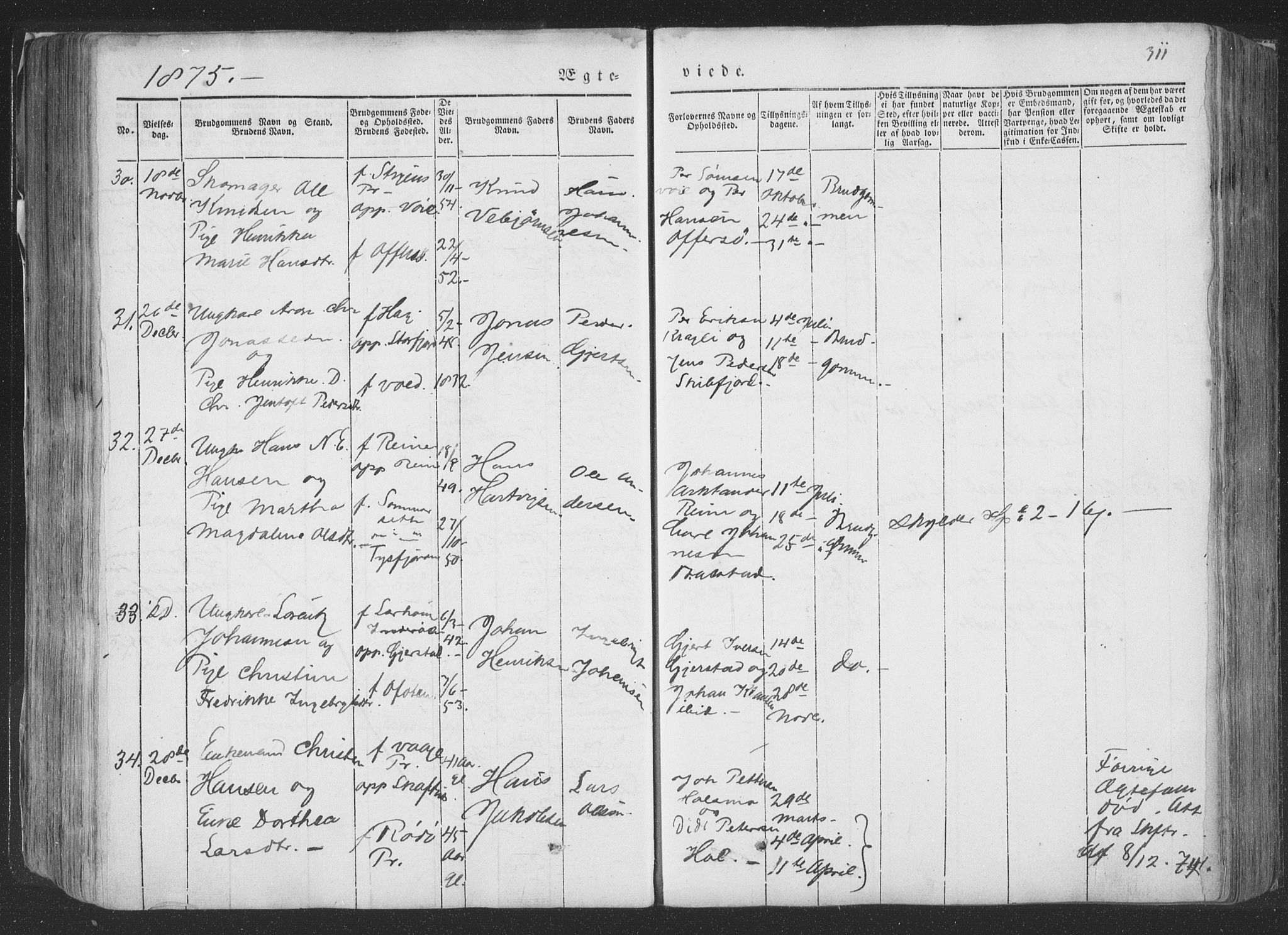 Ministerialprotokoller, klokkerbøker og fødselsregistre - Nordland, SAT/A-1459/881/L1165: Parish register (copy) no. 881C02, 1854-1876, p. 311