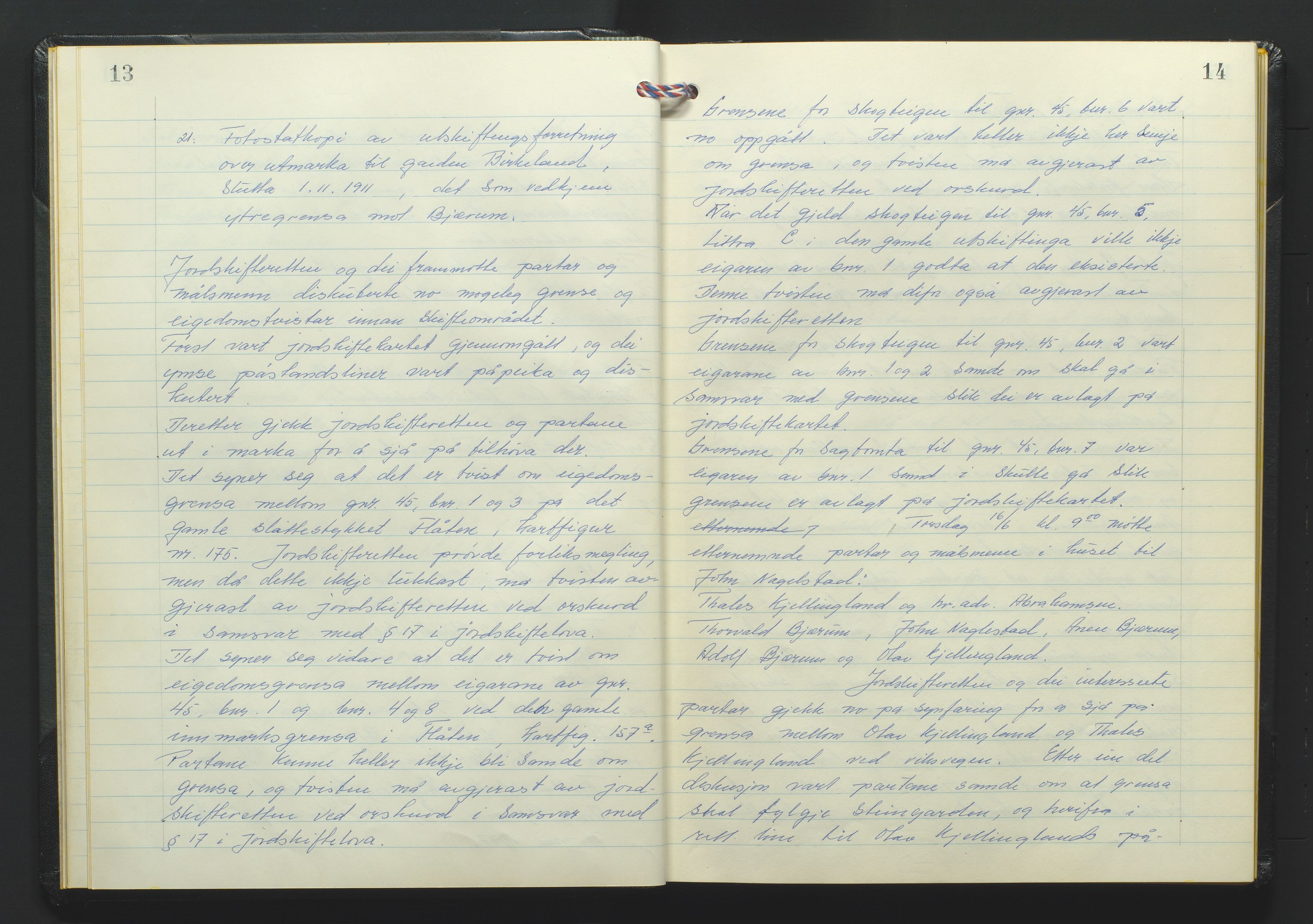 Marnar jordskifterett, AV/SAK-1541-0006/F/Fa/L0020: Jordskifterettsbok Lyngdal domssokn (L5), 1977-1981, p. 13-14