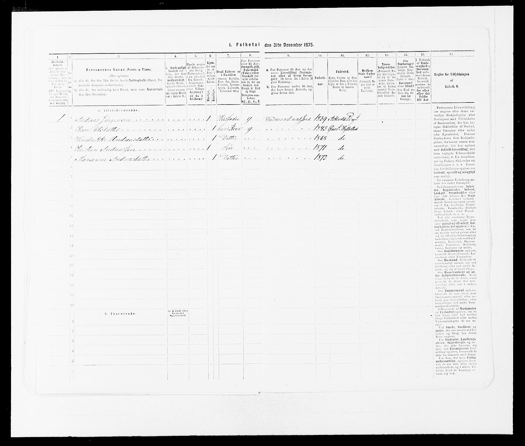 SAB, 1875 census for 1413P Hyllestad, 1875, p. 116