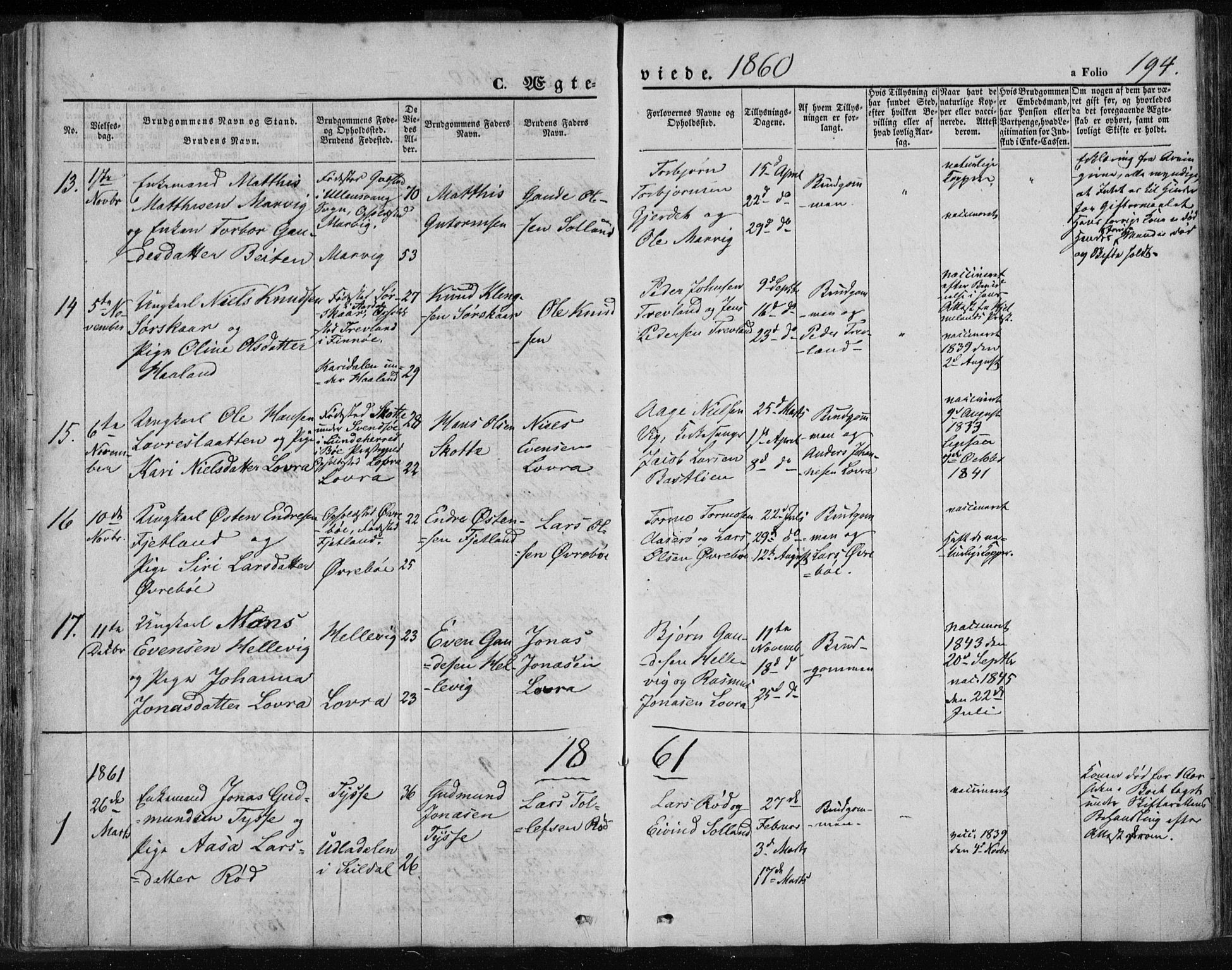 Jelsa sokneprestkontor, SAST/A-101842/01/IV: Parish register (official) no. A 7, 1854-1866, p. 194