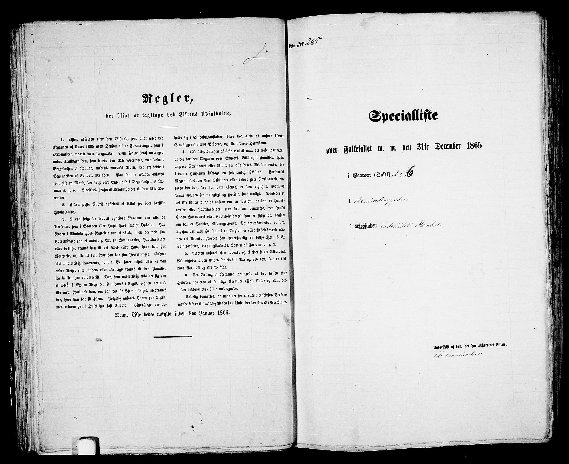 RA, 1865 census for Mandal/Mandal, 1865, p. 535