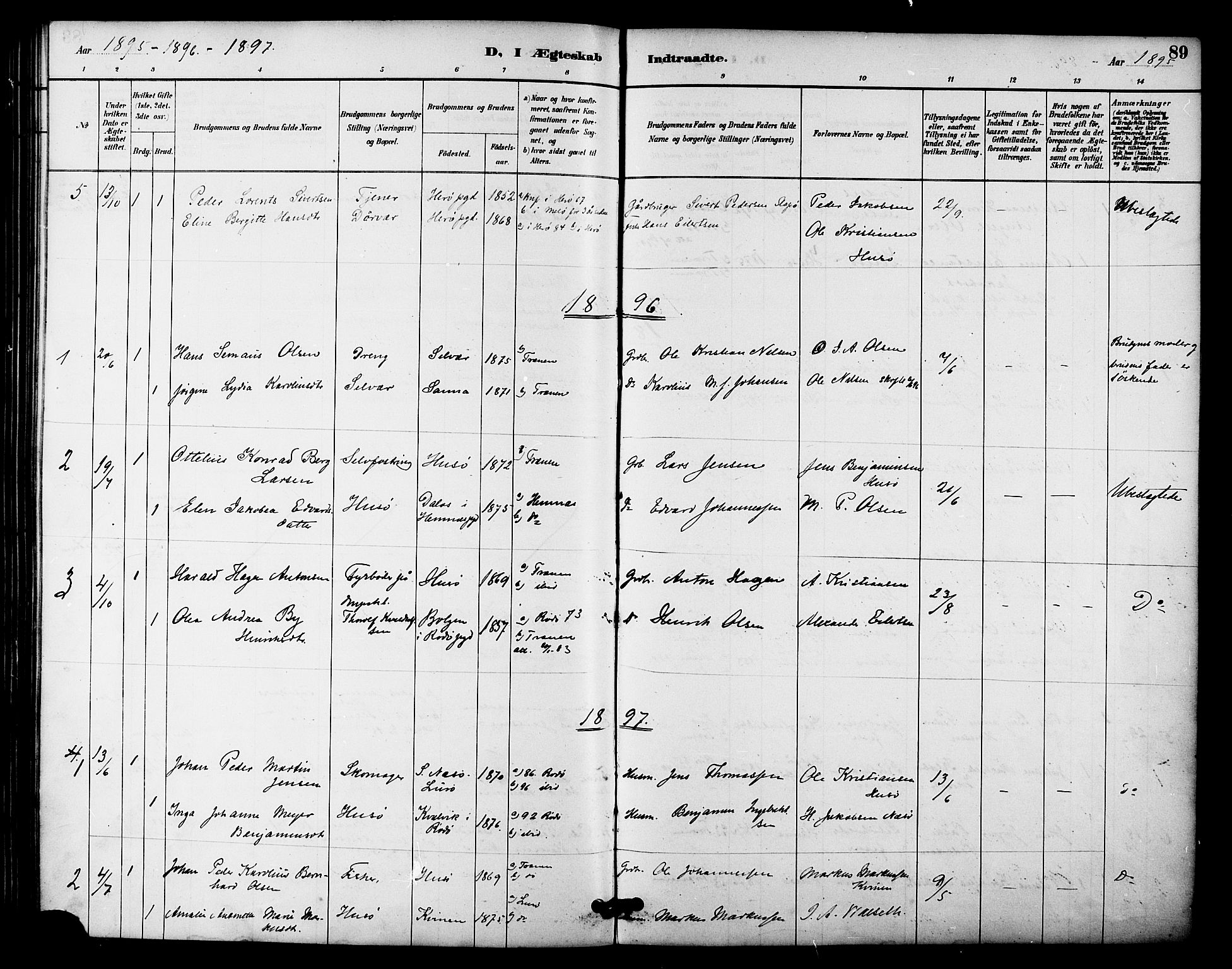 Ministerialprotokoller, klokkerbøker og fødselsregistre - Nordland, SAT/A-1459/840/L0580: Parish register (official) no. 840A02, 1887-1909, p. 89