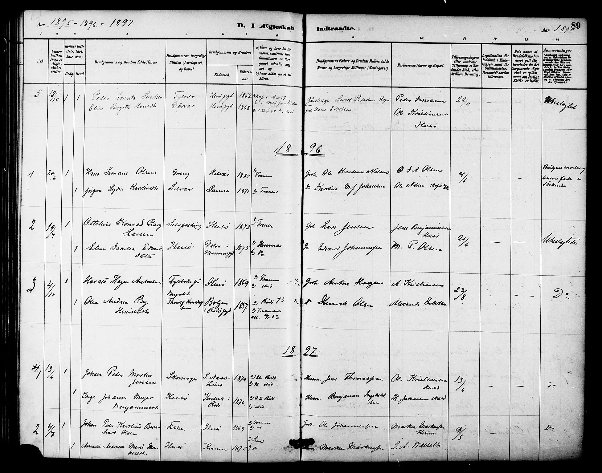 Ministerialprotokoller, klokkerbøker og fødselsregistre - Nordland, AV/SAT-A-1459/840/L0580: Parish register (official) no. 840A02, 1887-1909, p. 89