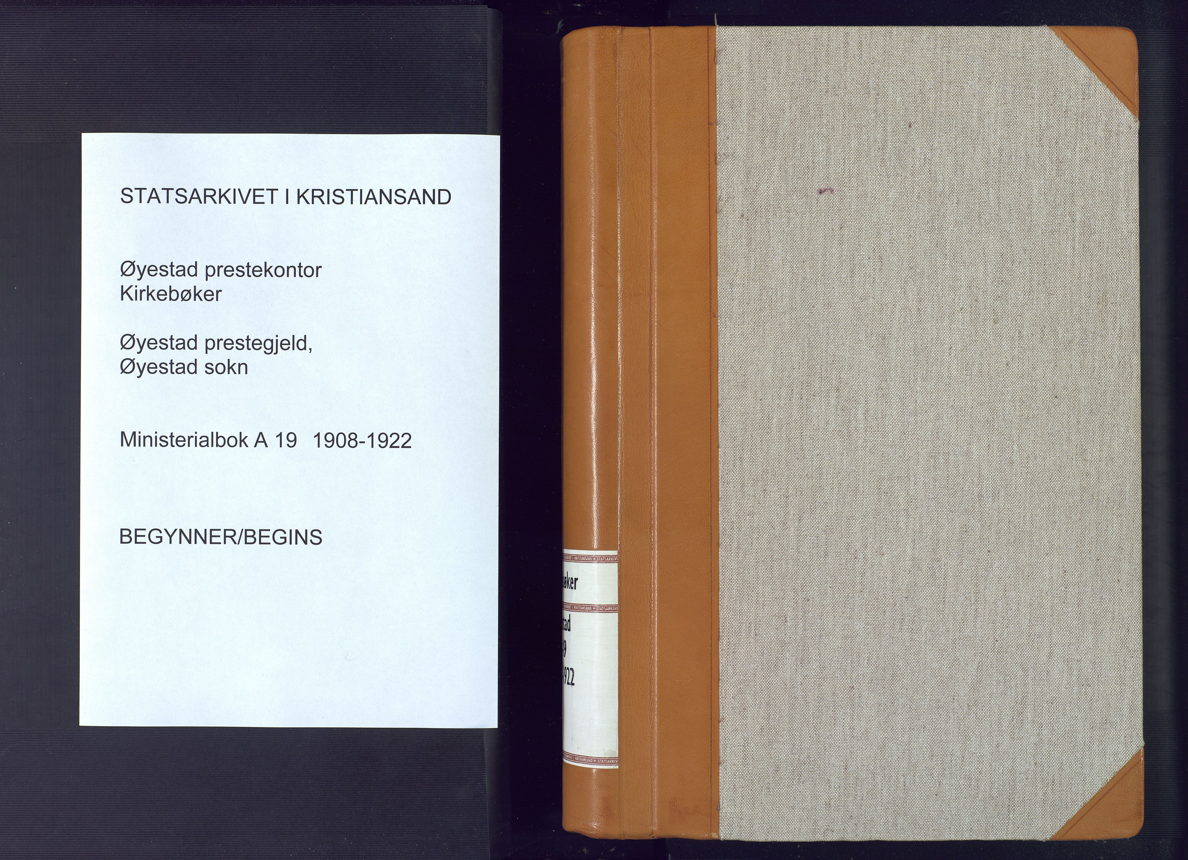 Øyestad sokneprestkontor, AV/SAK-1111-0049/F/Fa/L0019: Parish register (official) no. A 19, 1908-1922